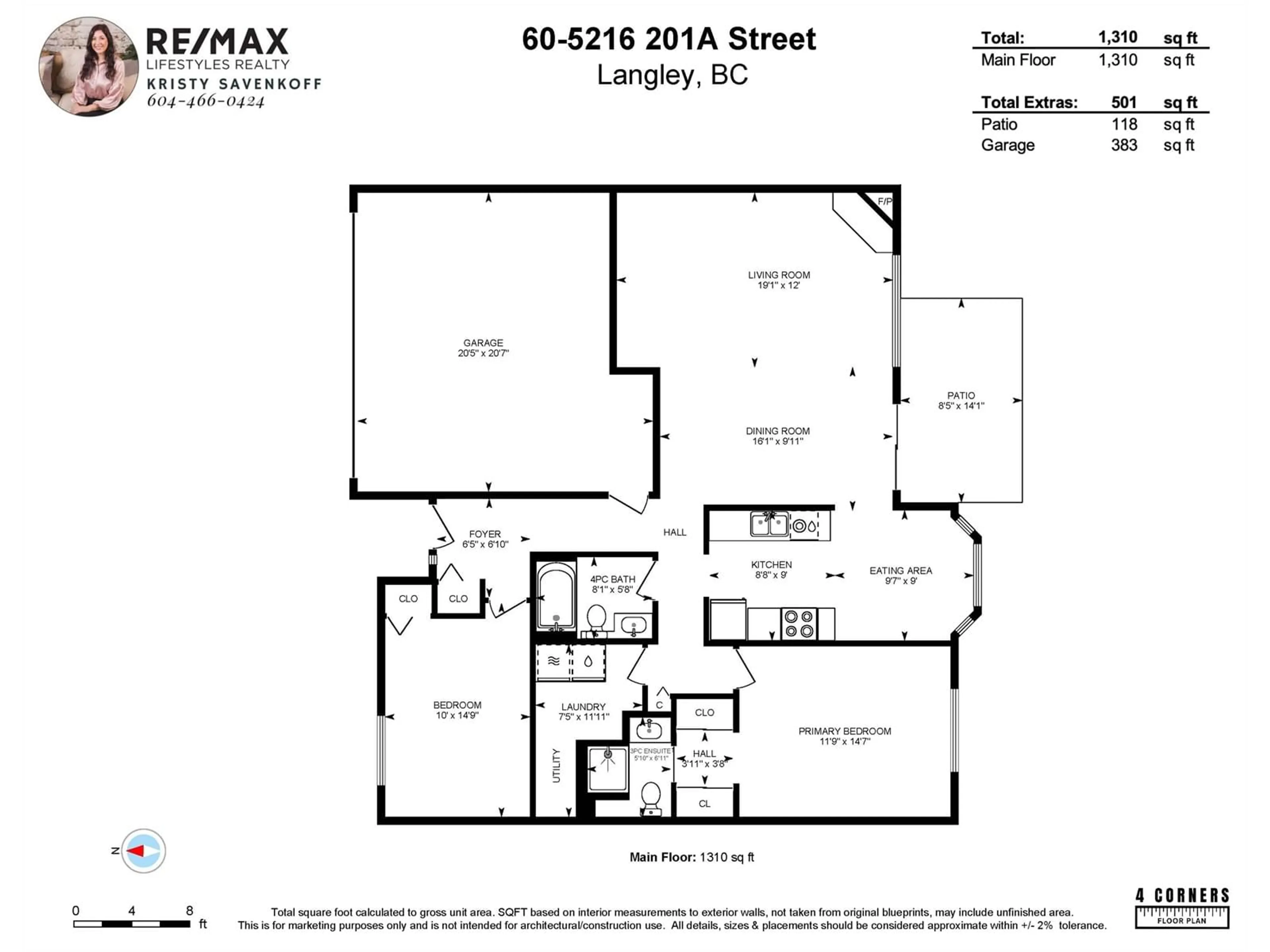 Floor plan for 60 5216 201A STREET, Langley British Columbia V3A1S4