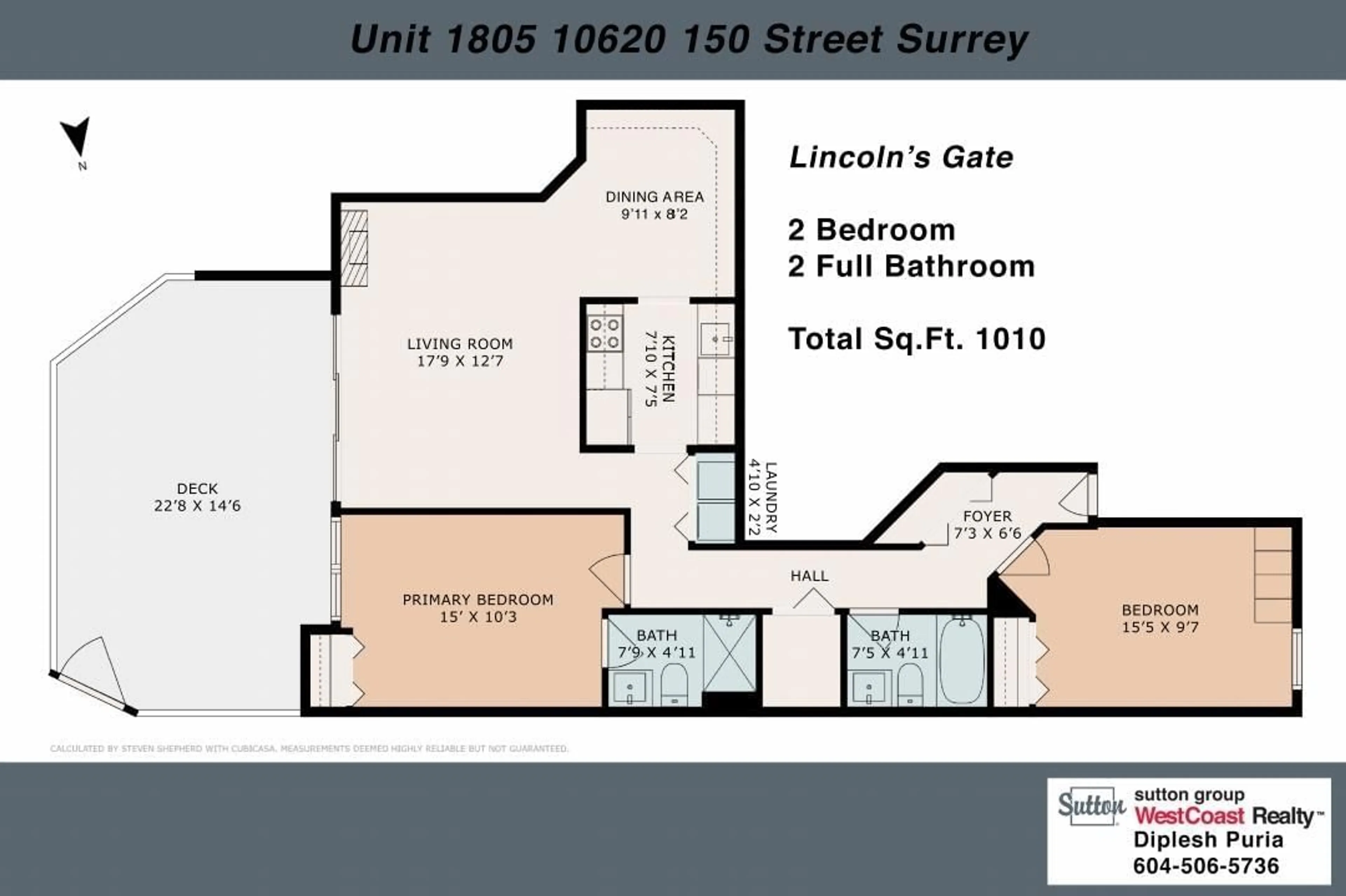 Floor plan for 1805 10620 150 STREET, Surrey British Columbia V3R7K3