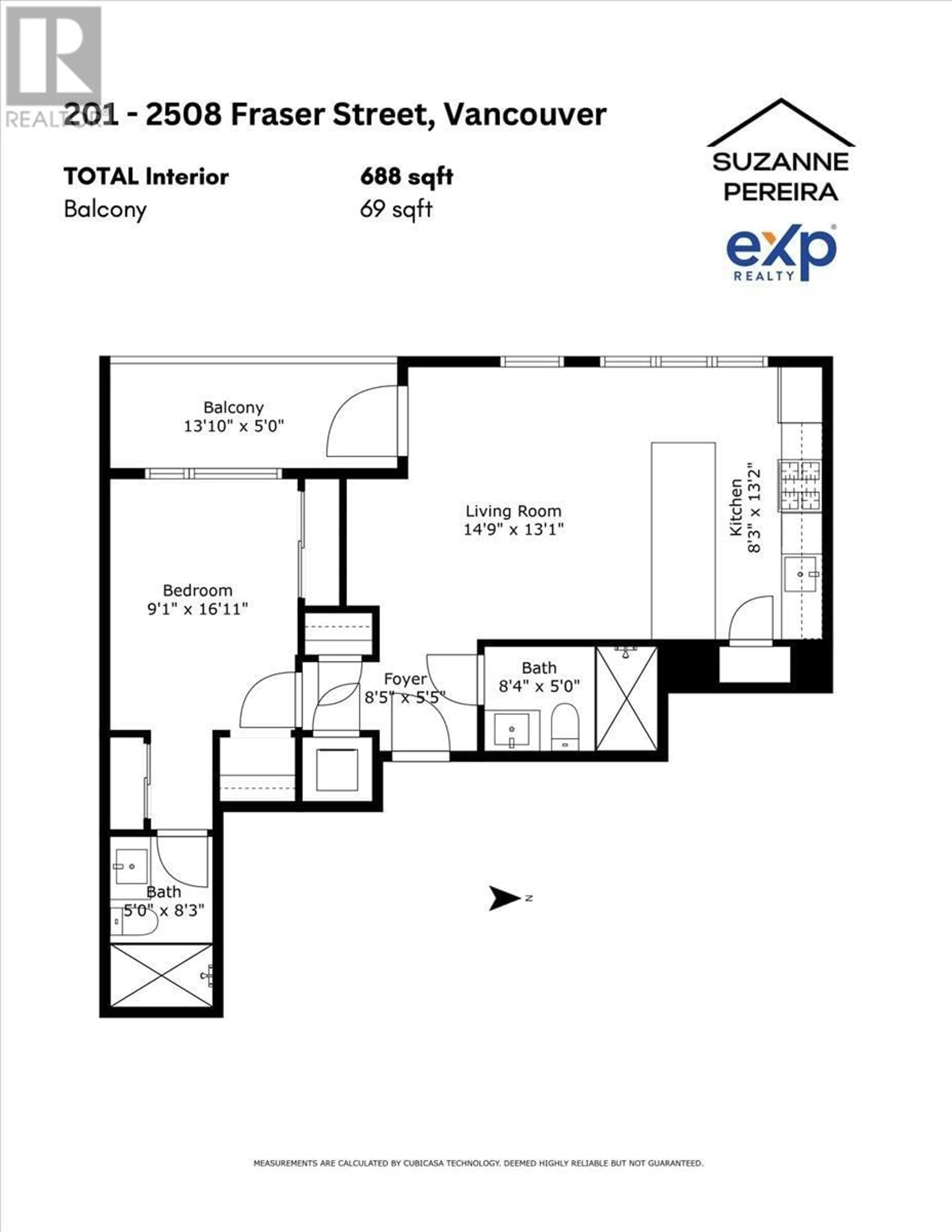 Floor plan for 201 2508 FRASER STREET, Vancouver British Columbia V5T3V4