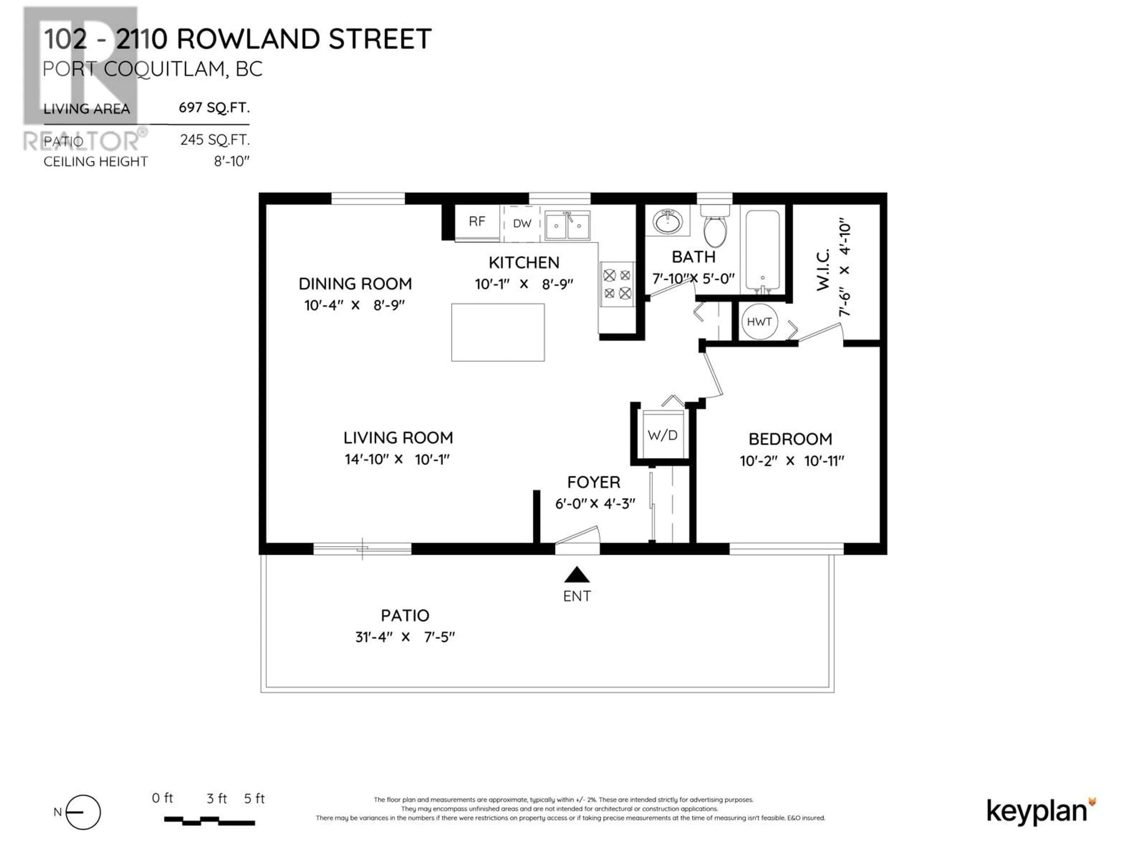 Floor plan for 102 2110 ROWLAND STREET, Port Coquitlam British Columbia V3C0C2