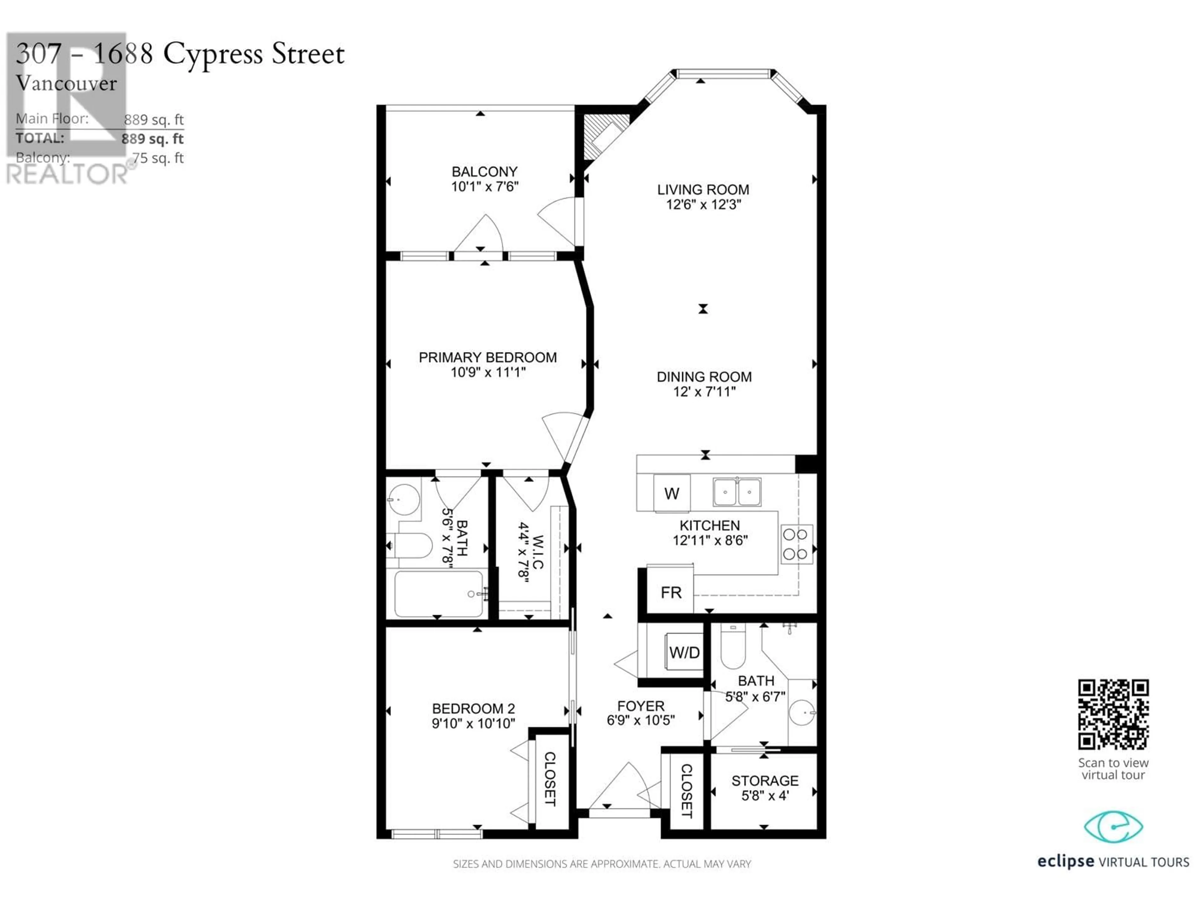 Floor plan for 307 1688 CYPRESS STREET, Vancouver British Columbia V6J5J1