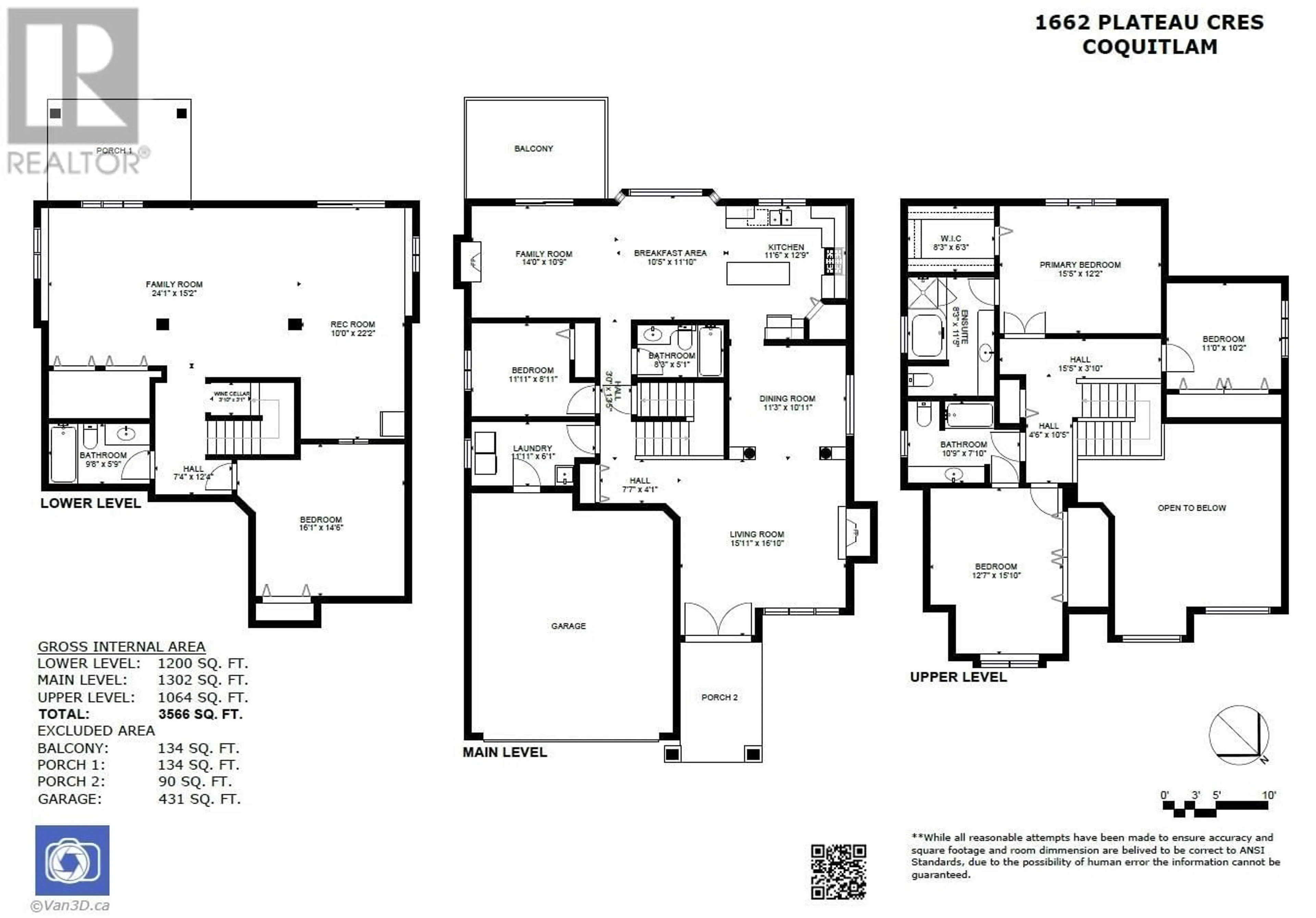 Floor plan for 1662 PLATEAU CRESCENT, Coquitlam British Columbia V3E3B3