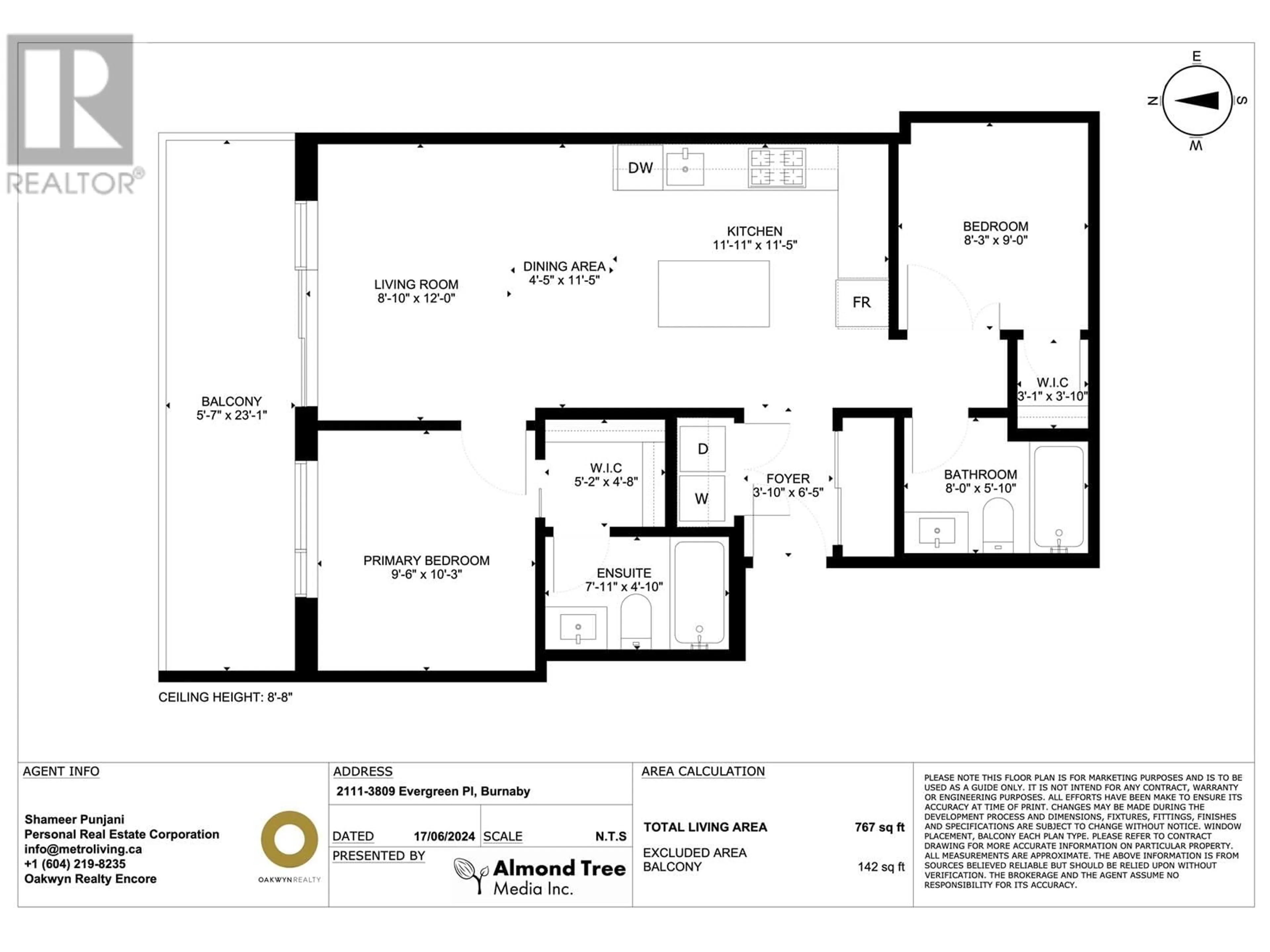 Floor plan for 2111 3809 EVERGREEN PLACE, Burnaby British Columbia V3J0M1