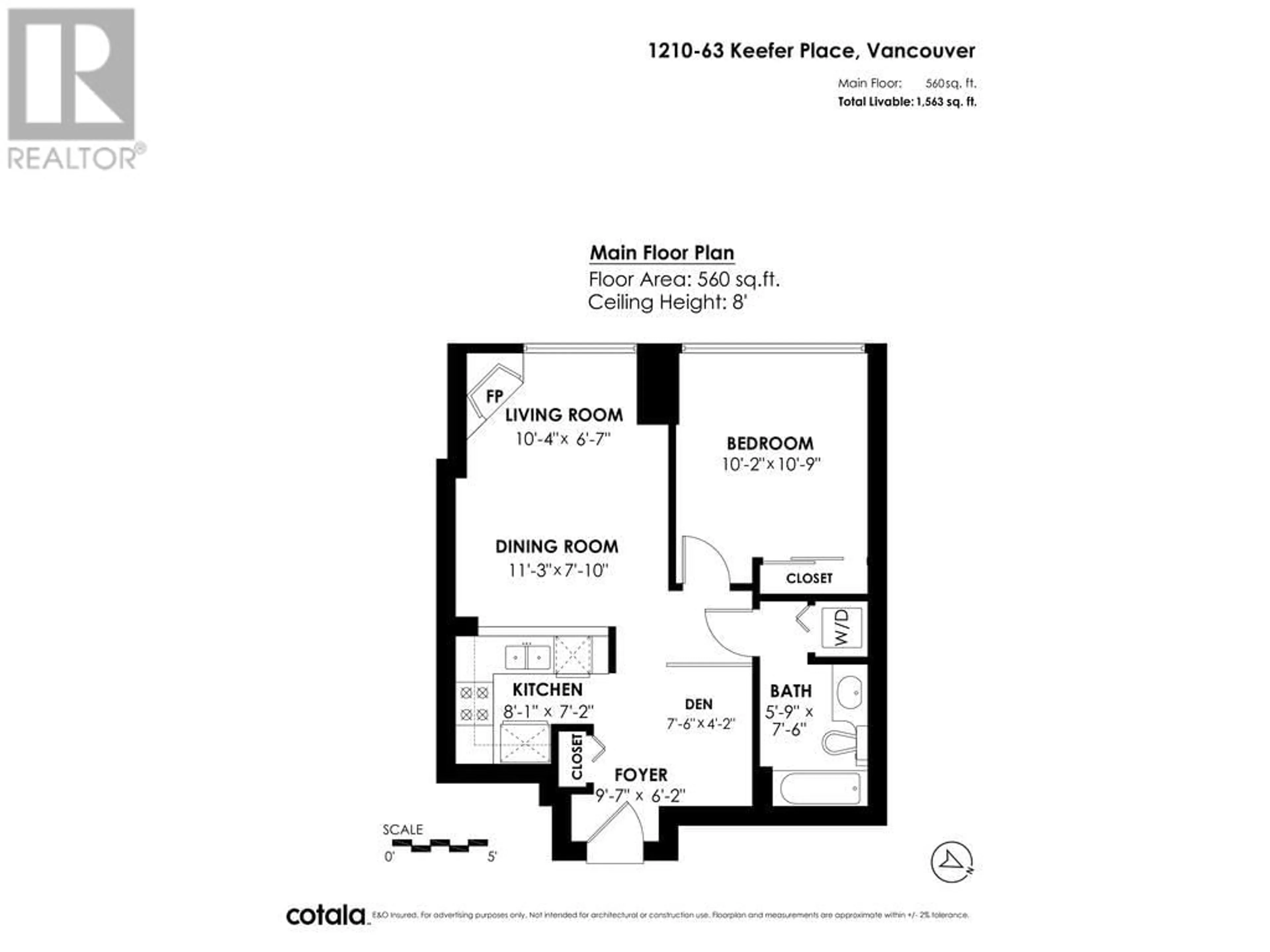 Floor plan for 1210 63 KEEFER PLACE, Vancouver British Columbia V6B6N6