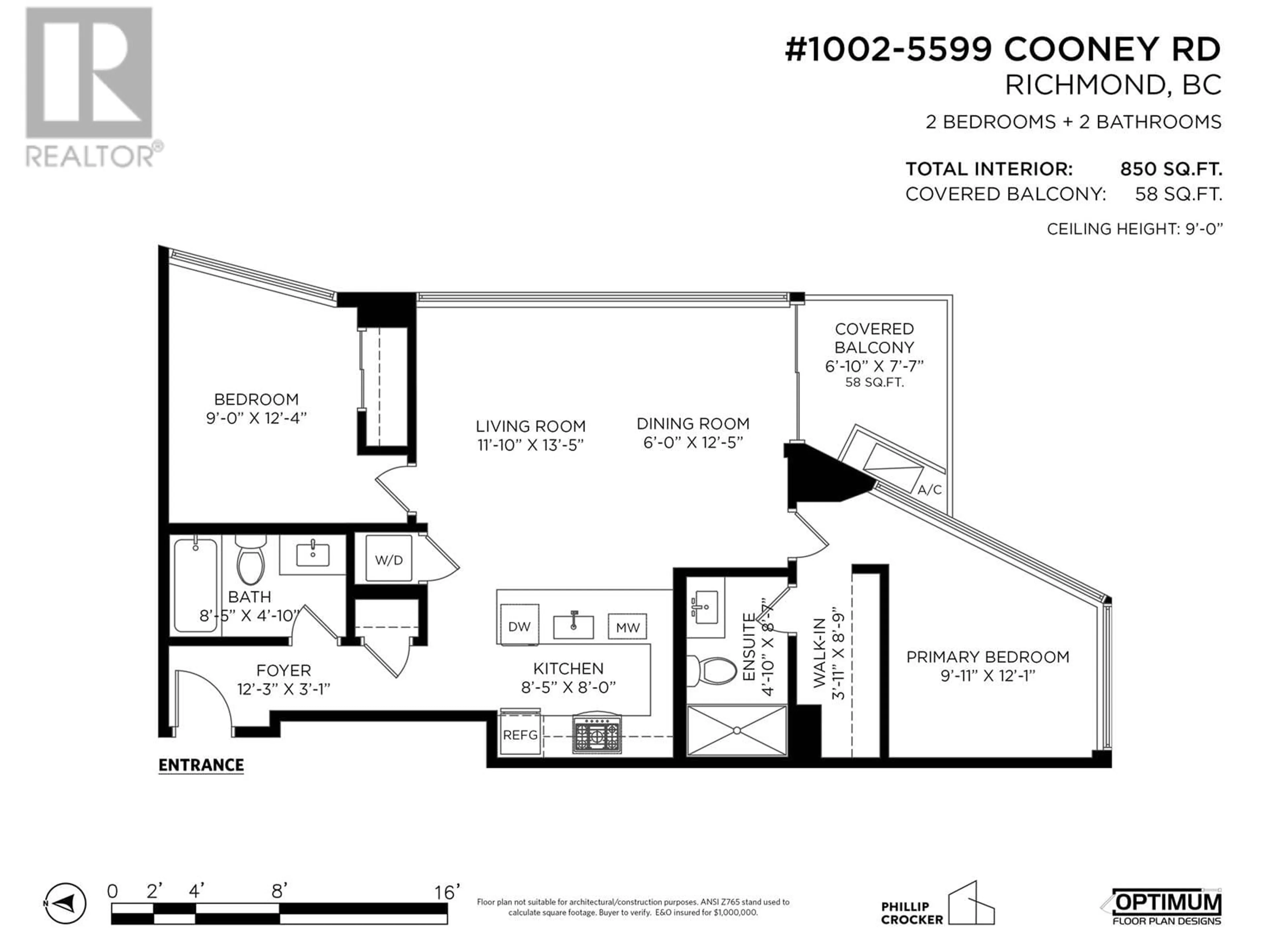 Floor plan for 1002 5599 COONEY ROAD, Richmond British Columbia V6X0N8