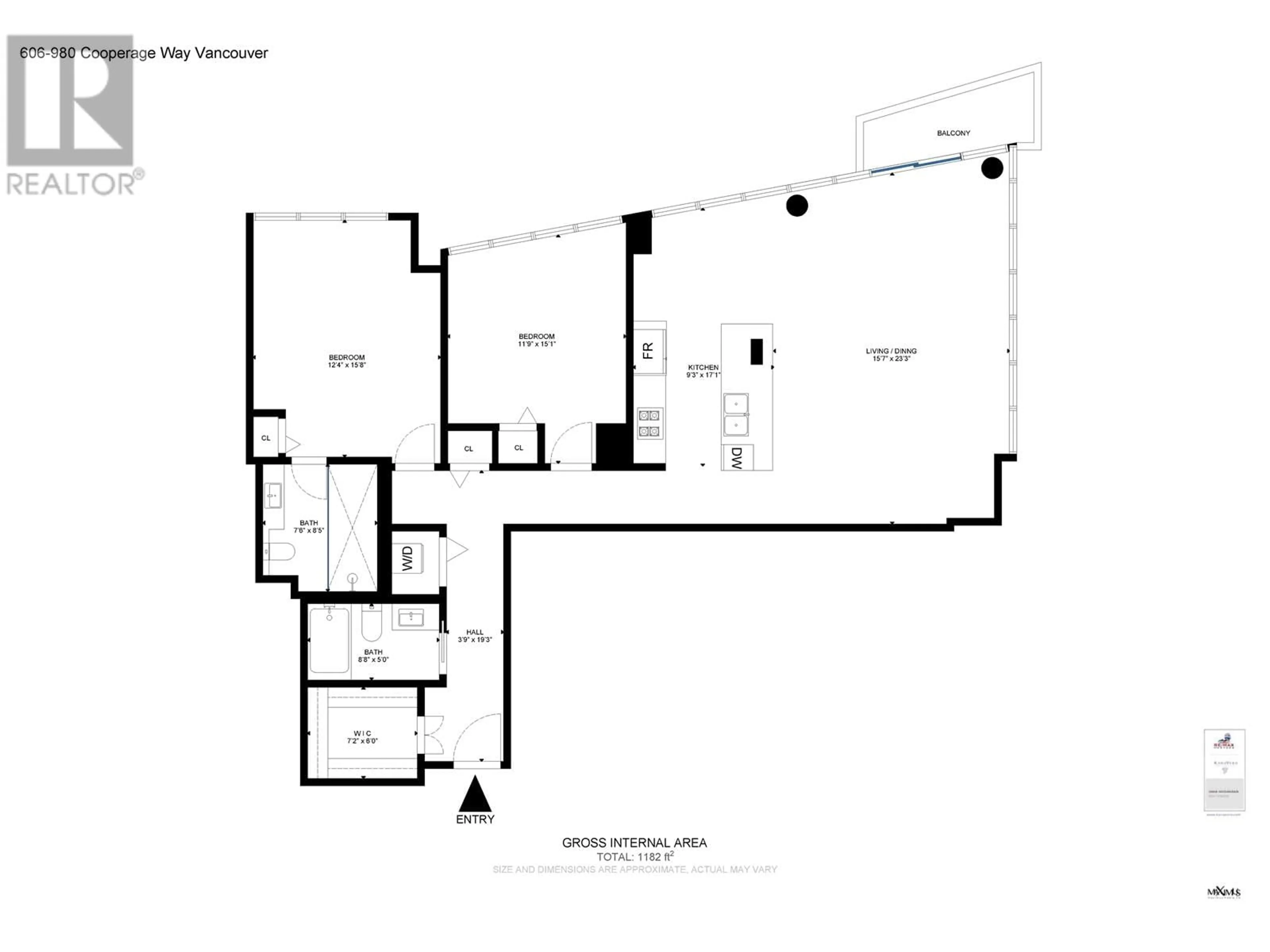 Floor plan for 606 980 COOPERAGE WAY, Vancouver British Columbia V6B0C3