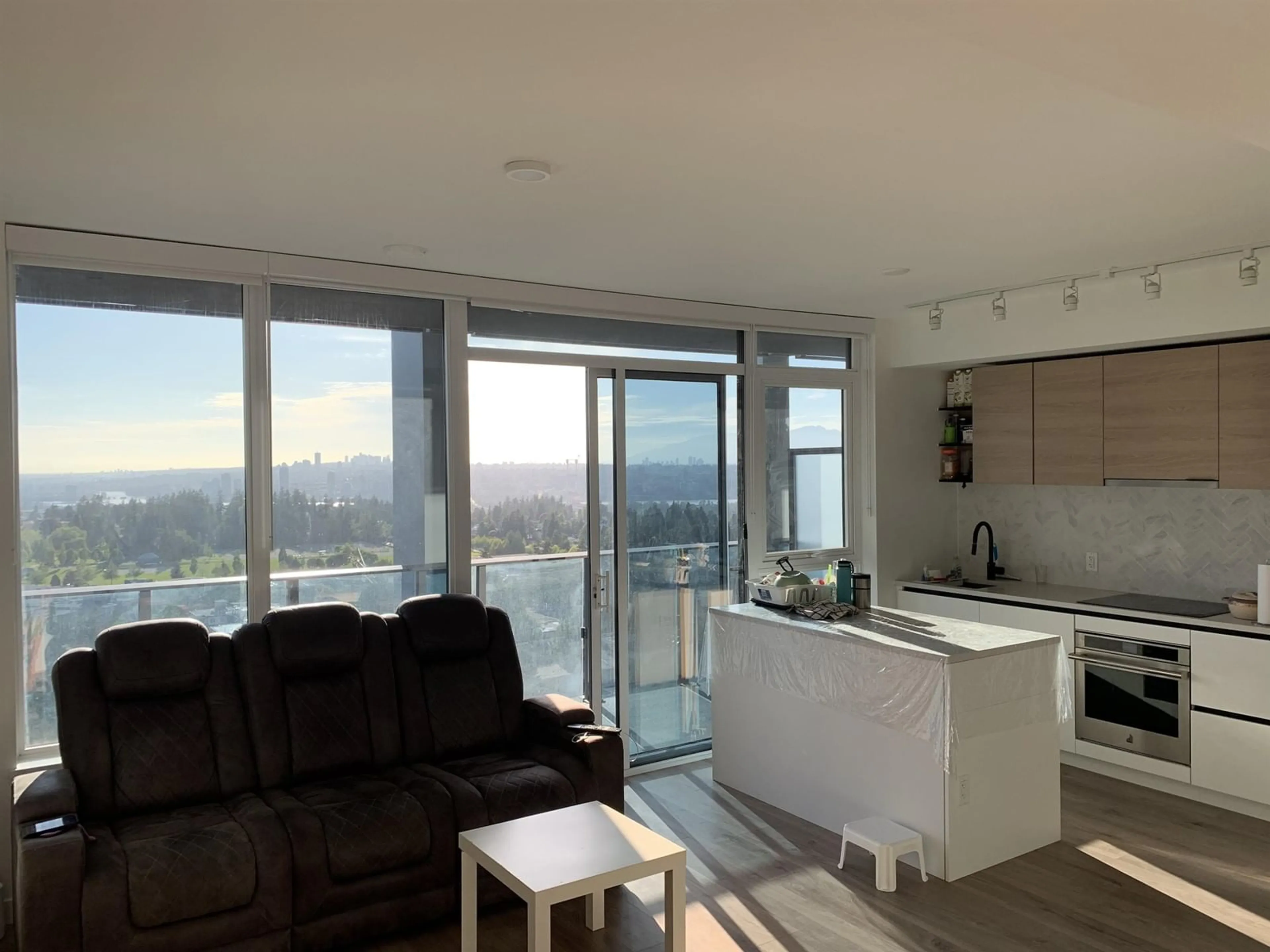 Living room with furniture, wood/laminate floor for 2910 10448 UNIVERSITY DRIVE, Surrey British Columbia V3T0S7