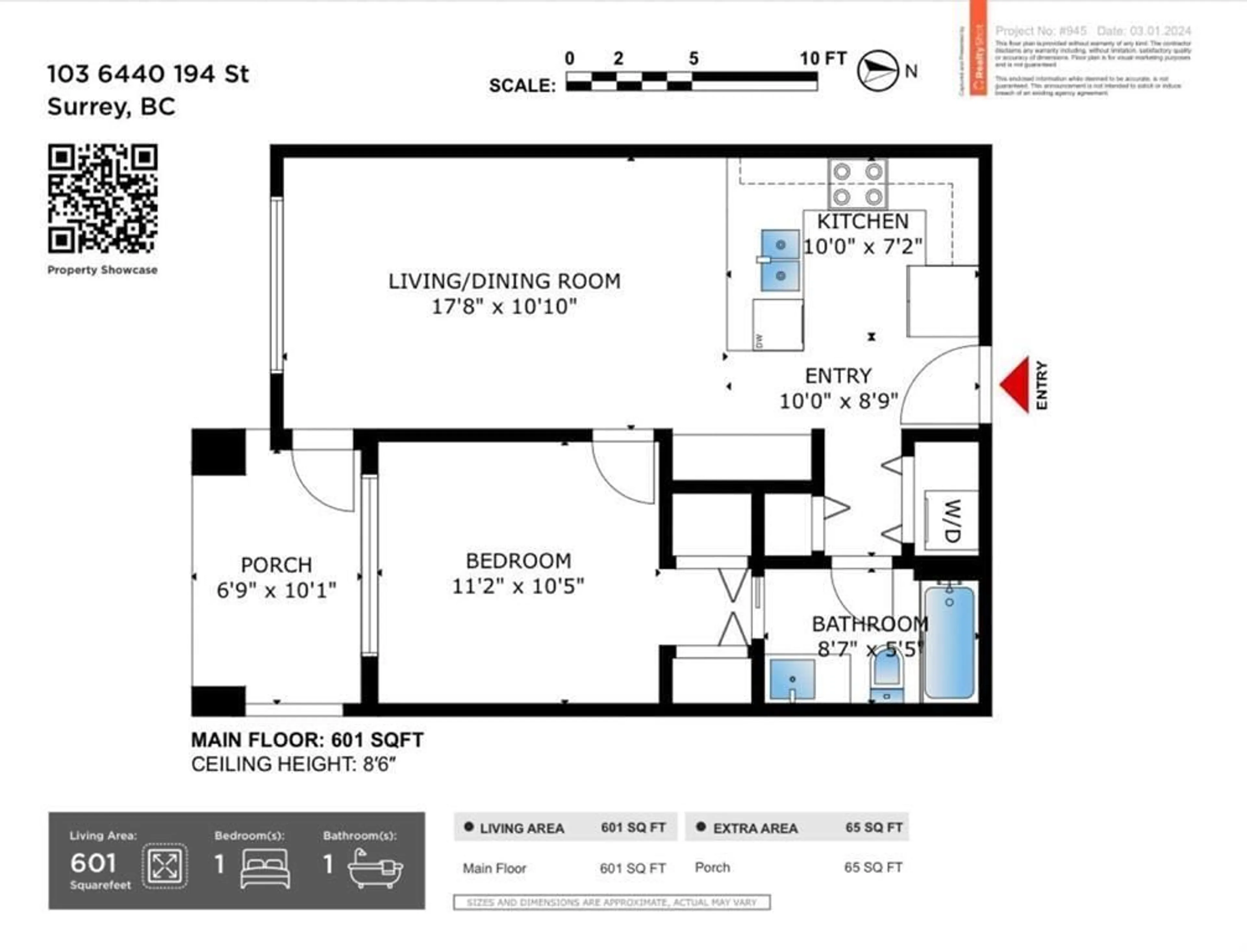 Floor plan for 103 6440 194 STREET, Surrey British Columbia V4N6J7