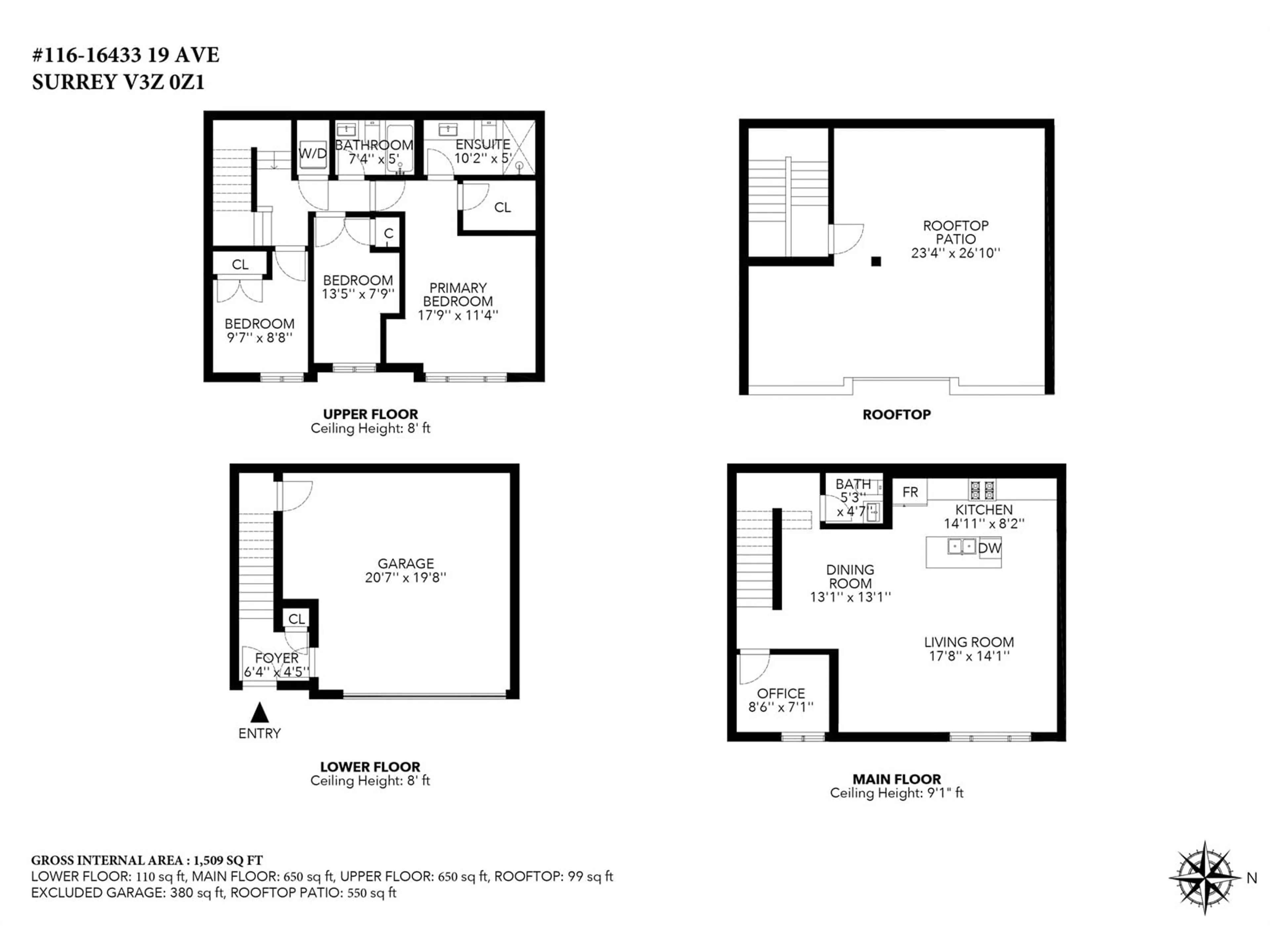 Floor plan for 116 16433 19 AVENUE, Surrey British Columbia V3Z0Z1