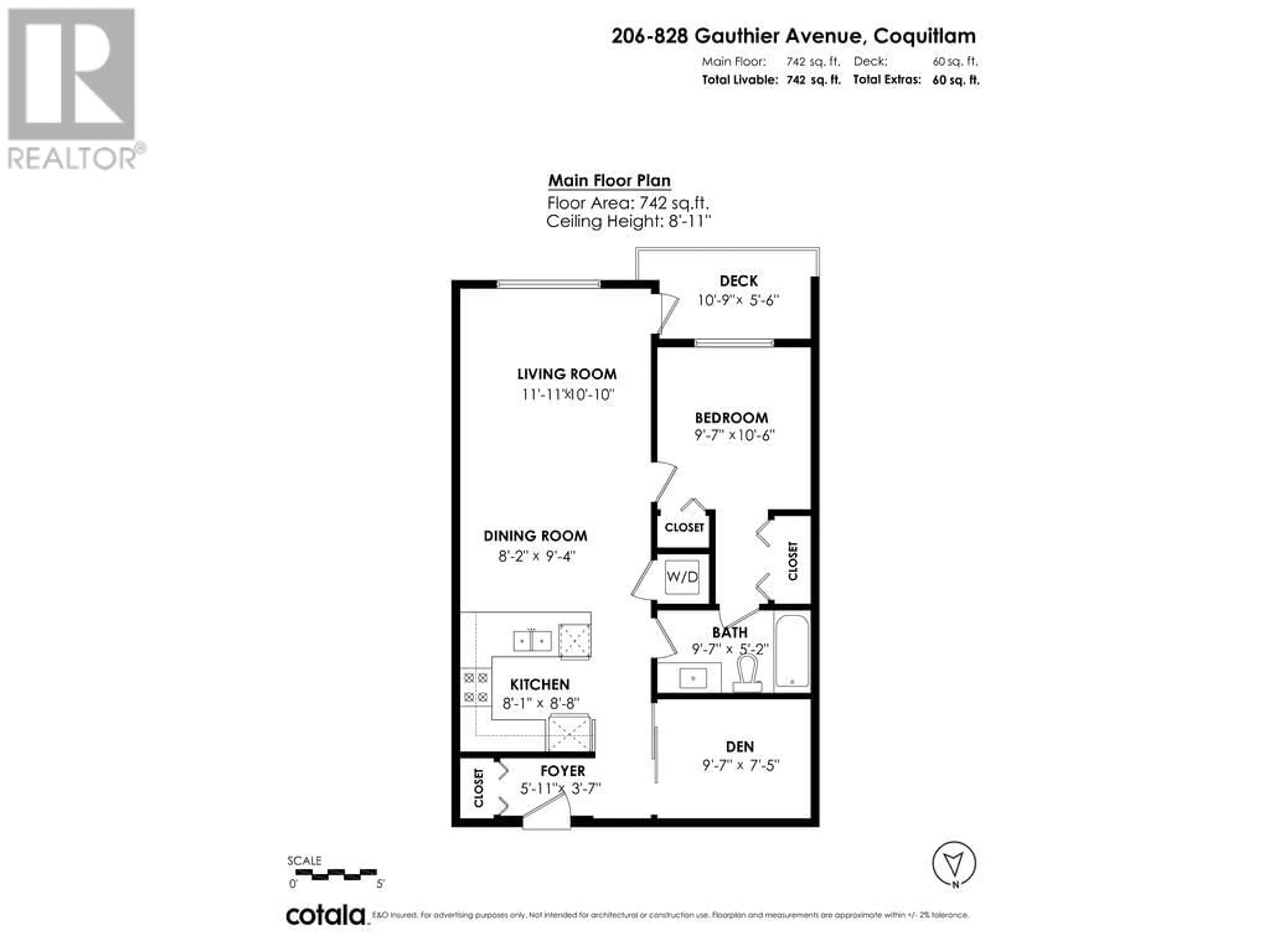 Floor plan for 206 828 GAUTHIER AVENUE, Coquitlam British Columbia V3K0E9