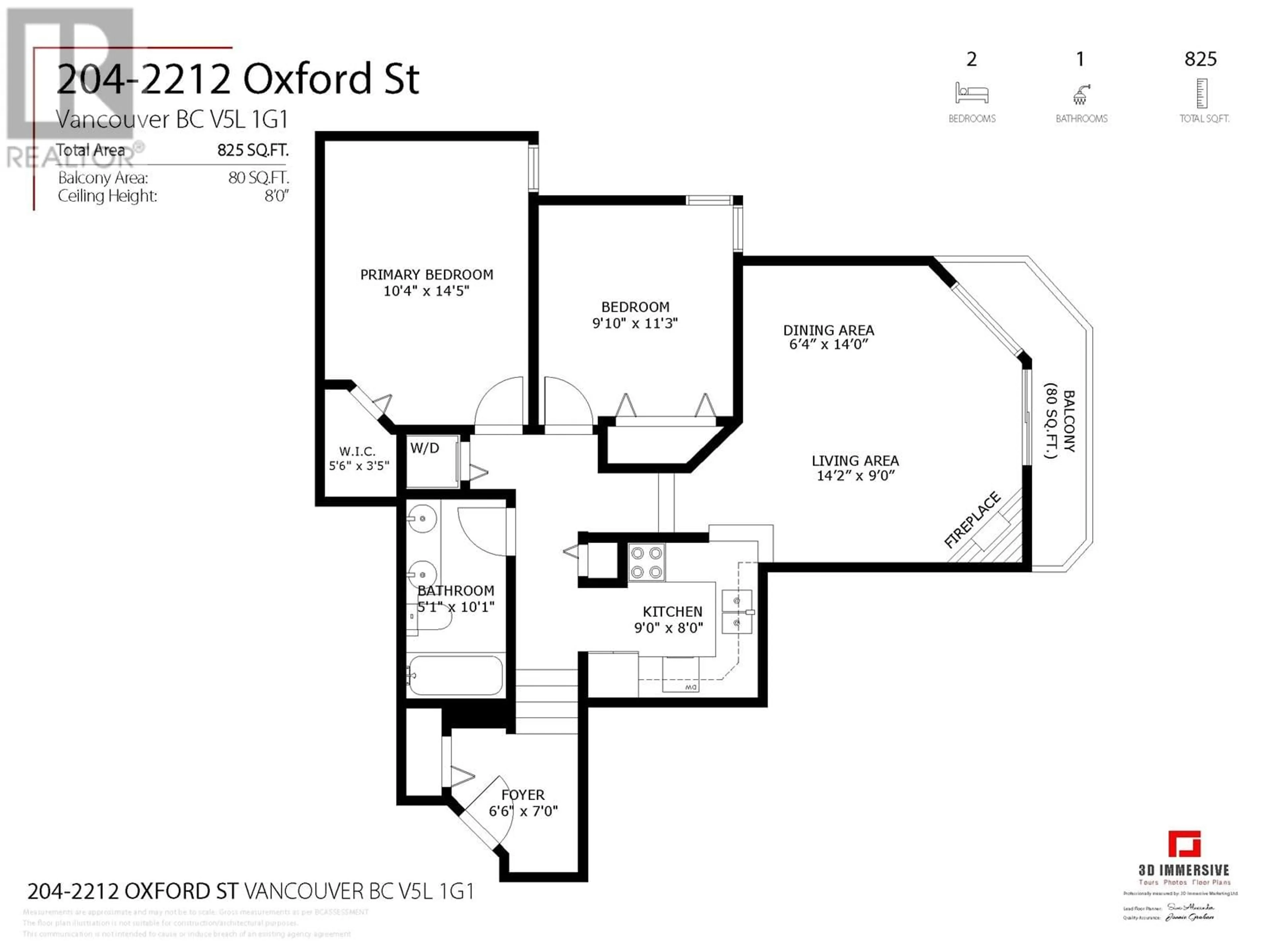 Floor plan for 204 2212 OXFORD STREET, Vancouver British Columbia V5L1G1