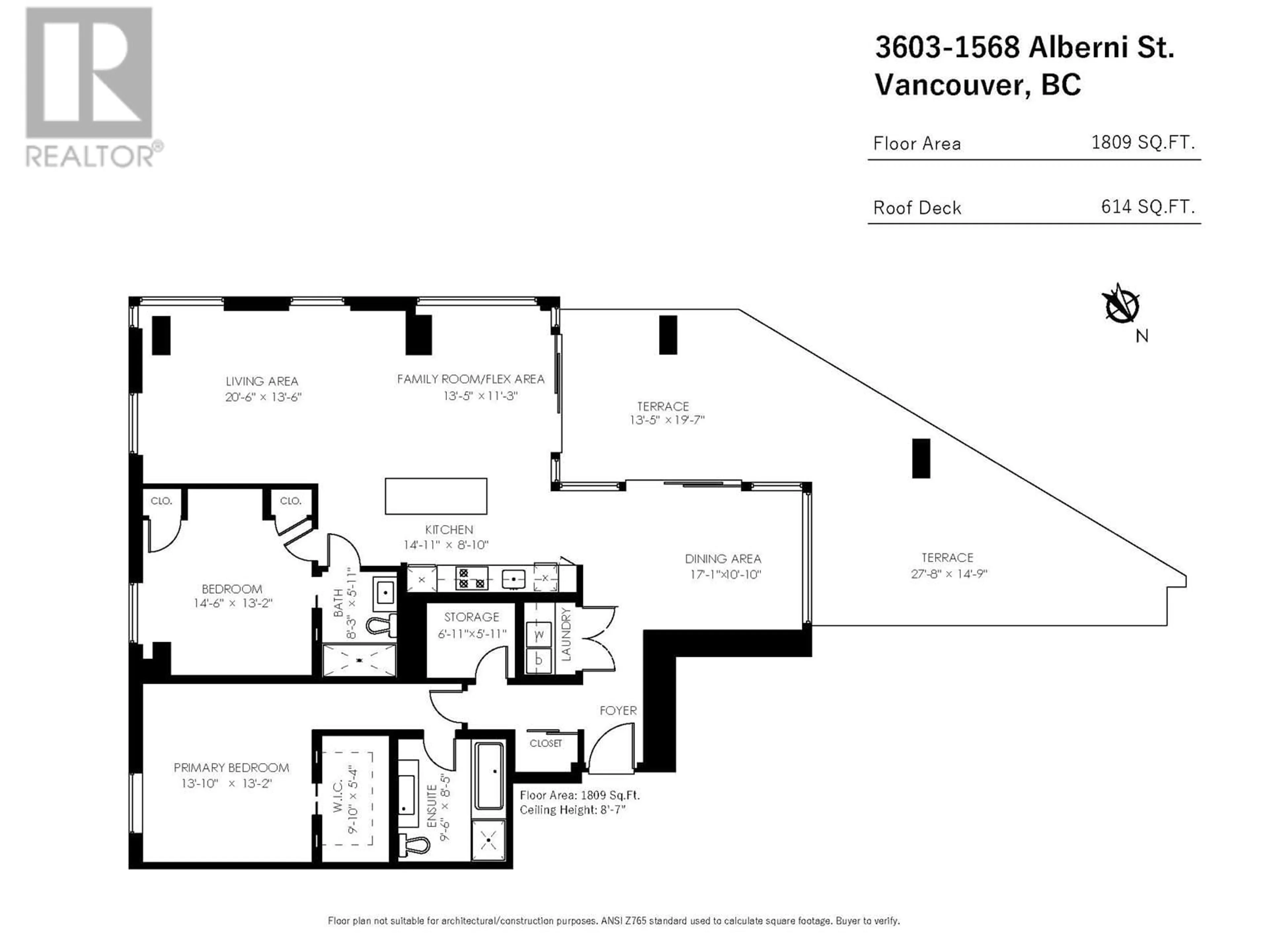 Floor plan for 3603 1568 ALBERNI STREET, Vancouver British Columbia V6G0E3