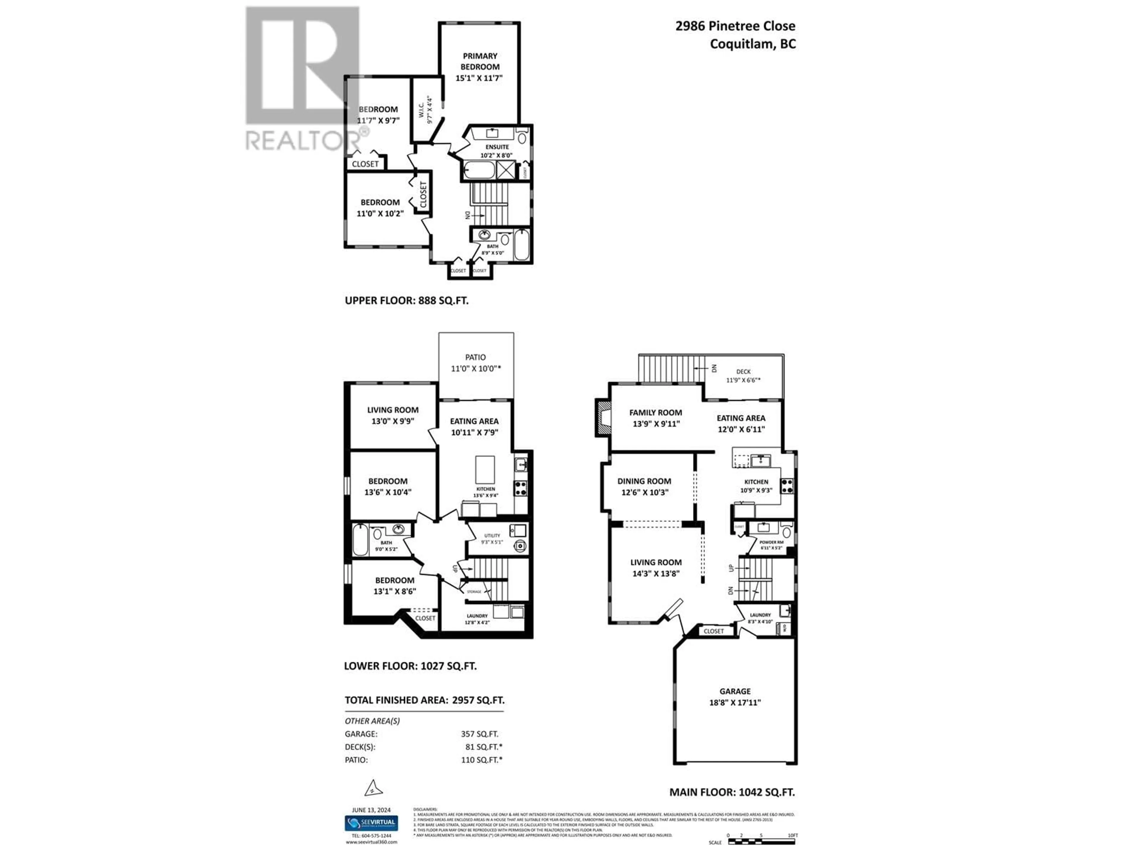 Floor plan for 2986 PINETREE CLOSE, Coquitlam British Columbia V3E2Z5