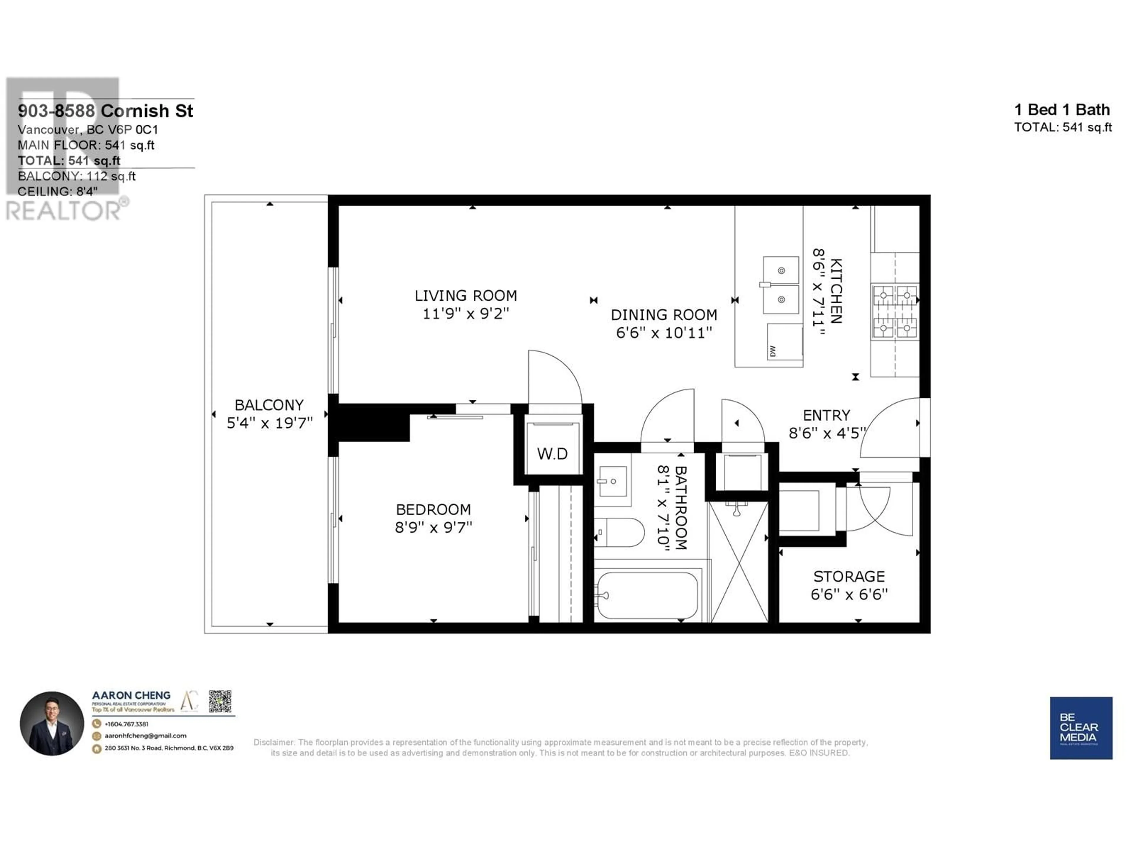 Floor plan for 903 8588 CORNISH STREET, Vancouver British Columbia V6P0C1