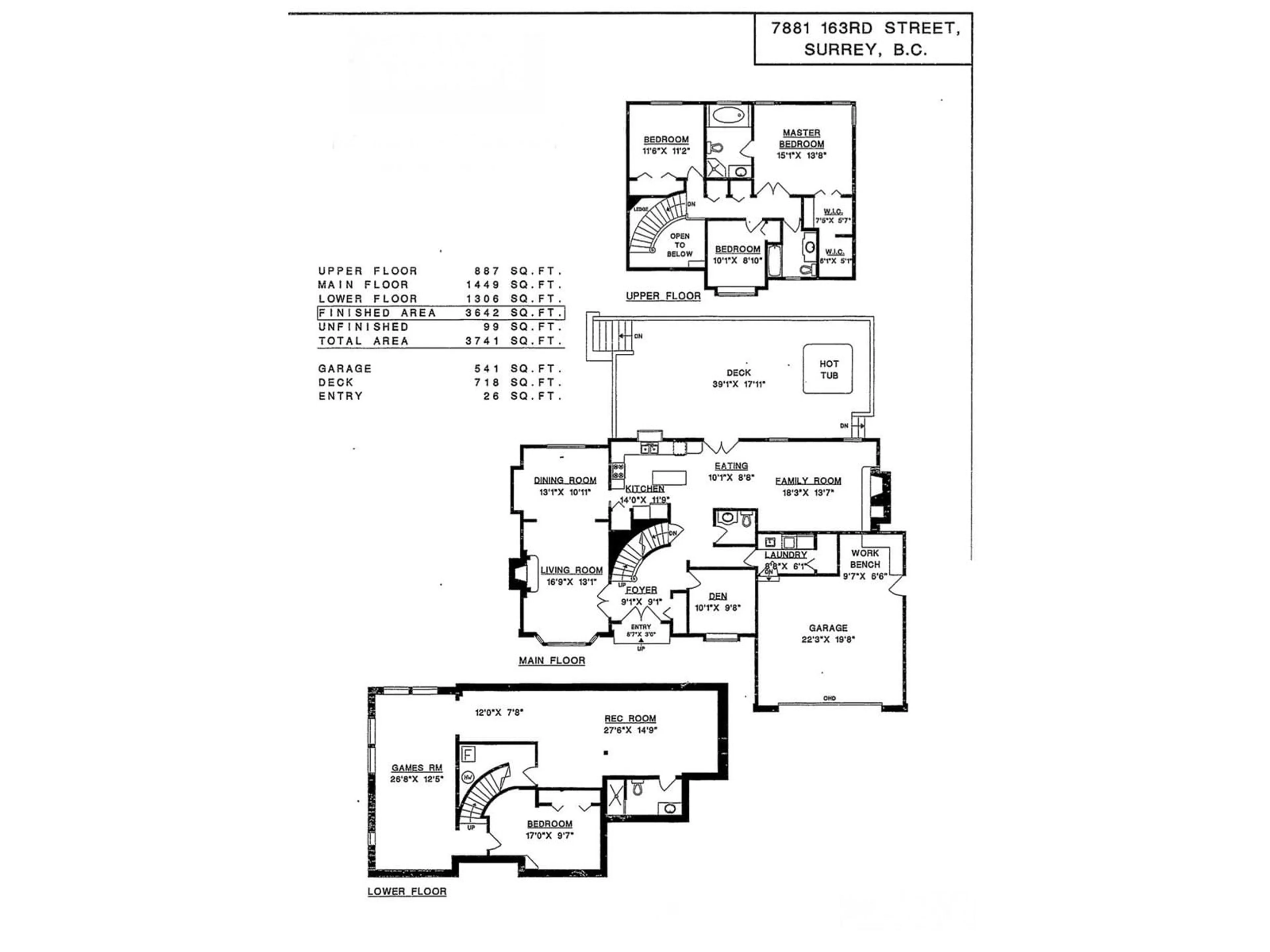 Floor plan for 7881 163 STREET, Surrey British Columbia V4N0M8