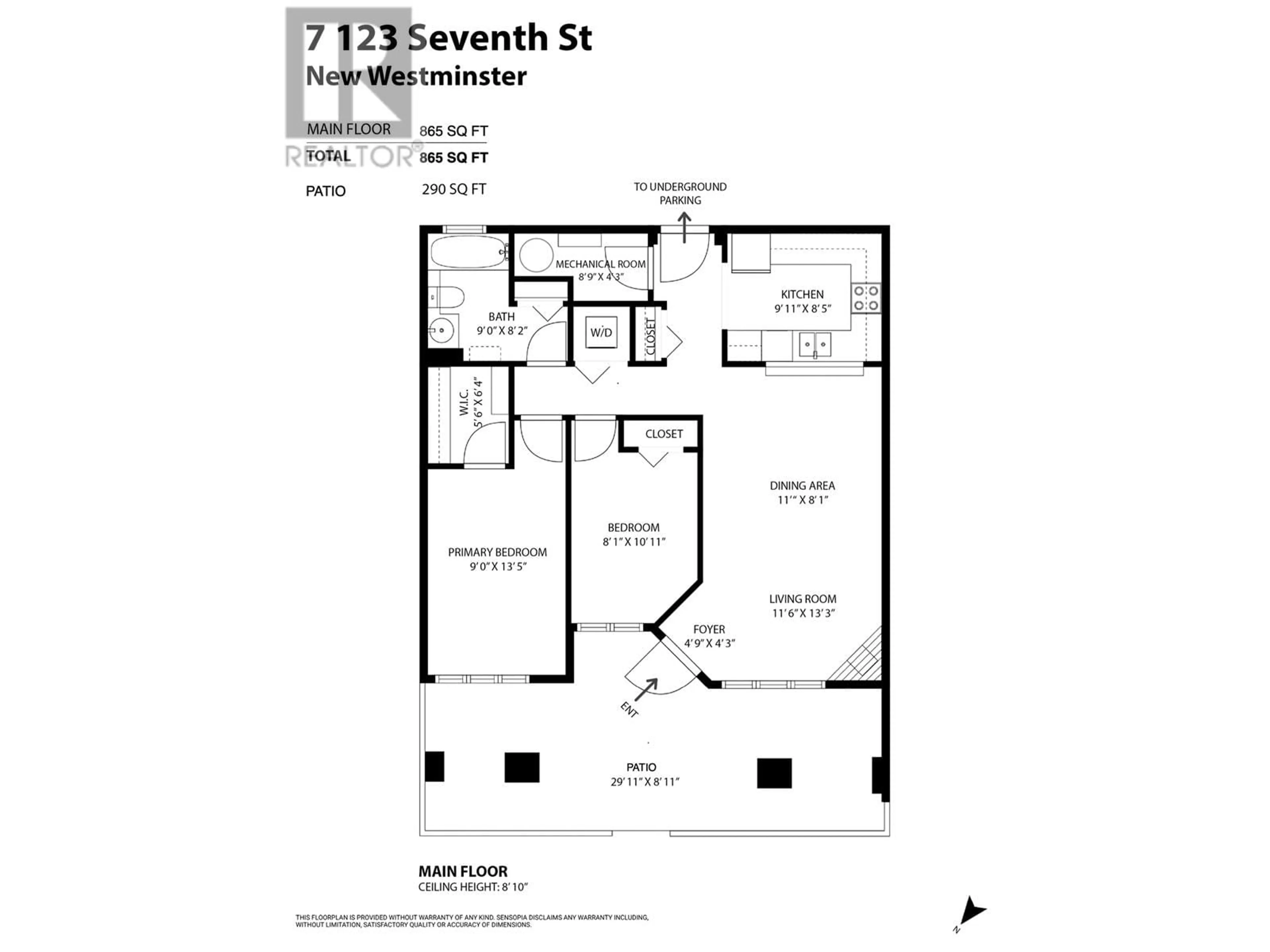 Floor plan for 7 123 SEVENTH STREET, New Westminster British Columbia V3M6Y2