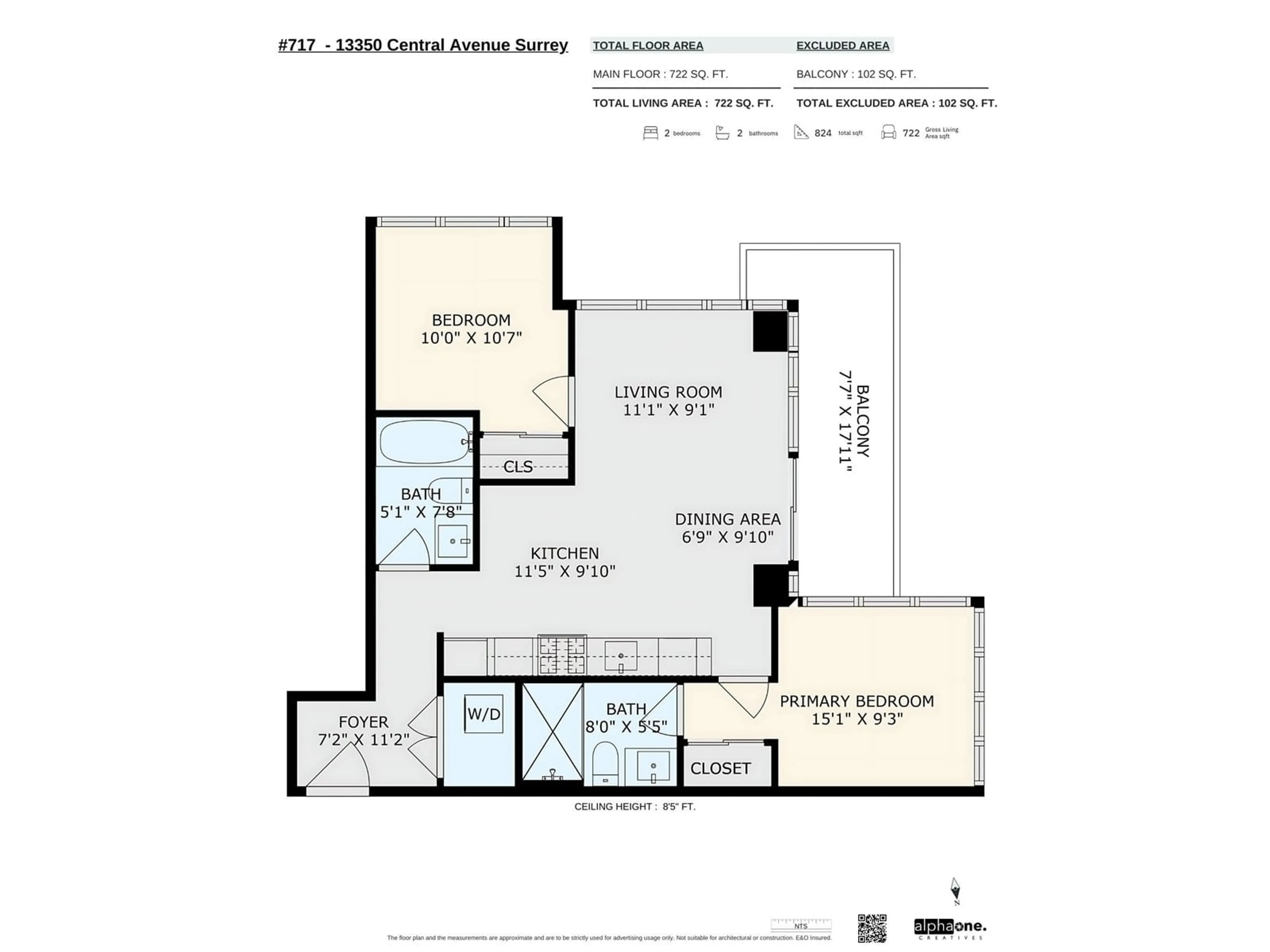 Floor plan for 717 13350 CENTRAL AVENUE, Surrey British Columbia V3T0S1