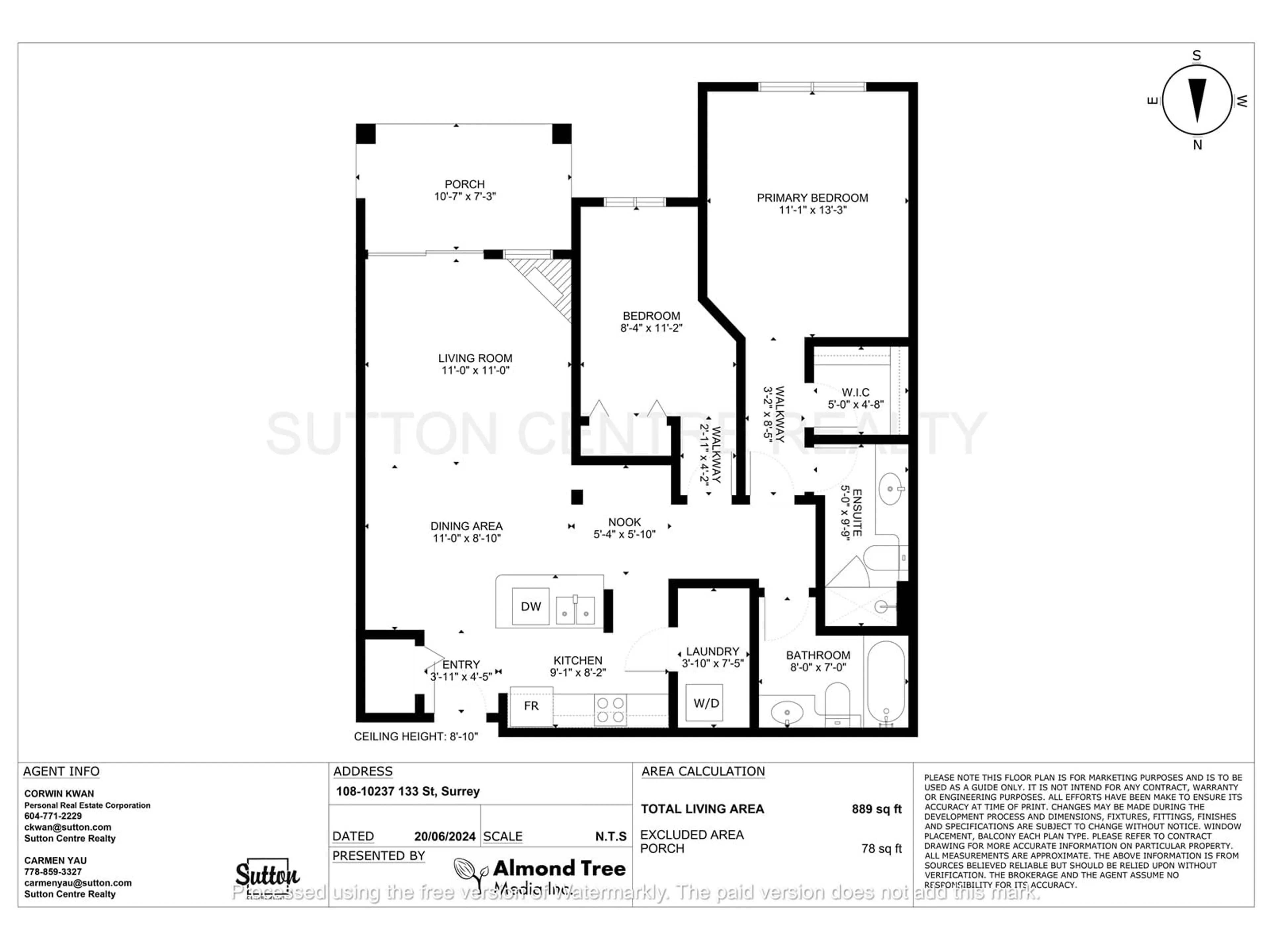 Floor plan for 108 10237 133 STREET, Surrey British Columbia V3T0C6