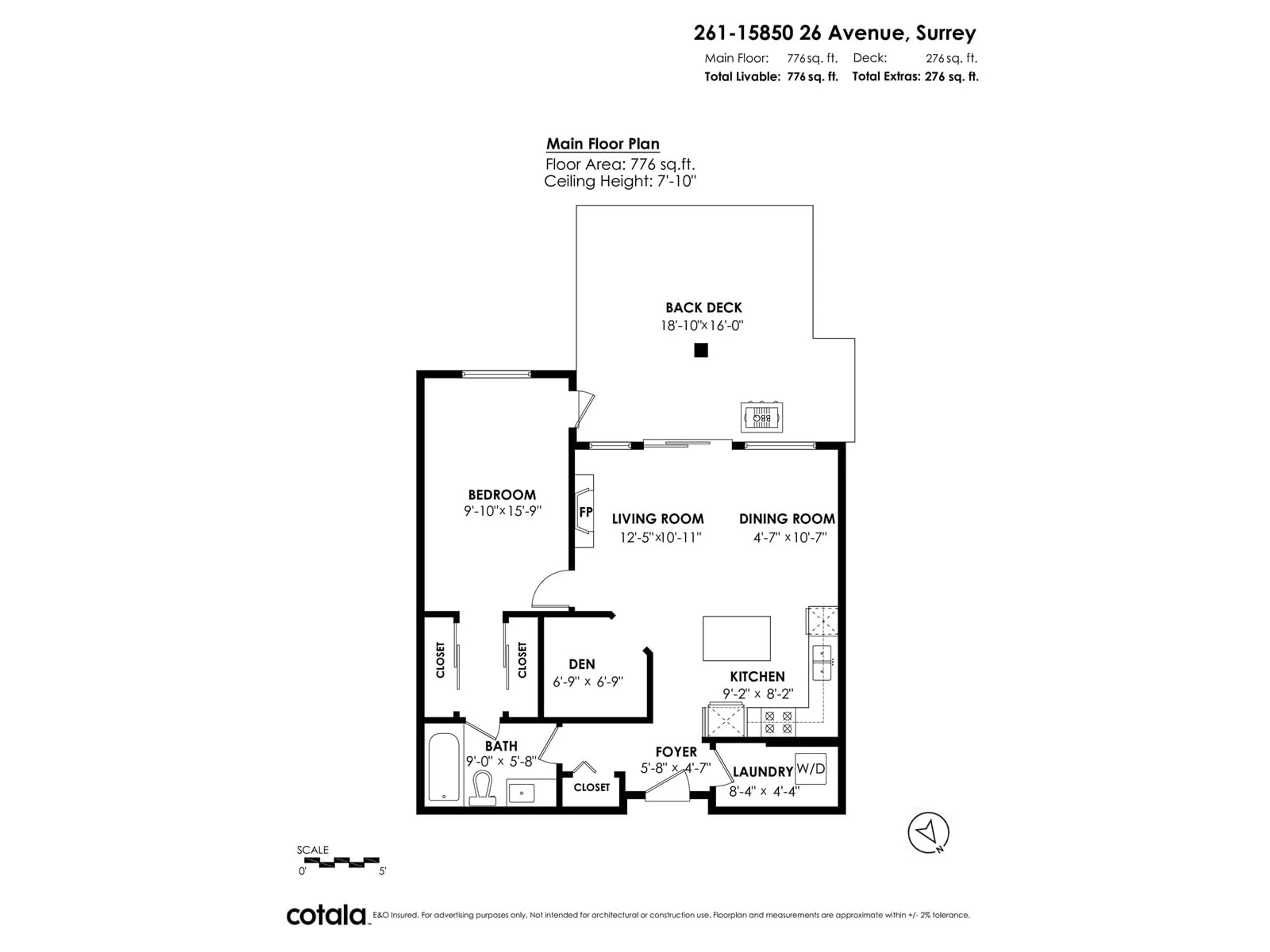 Floor plan for 261 15850 26 AVENUE, Surrey British Columbia V3Z2N6