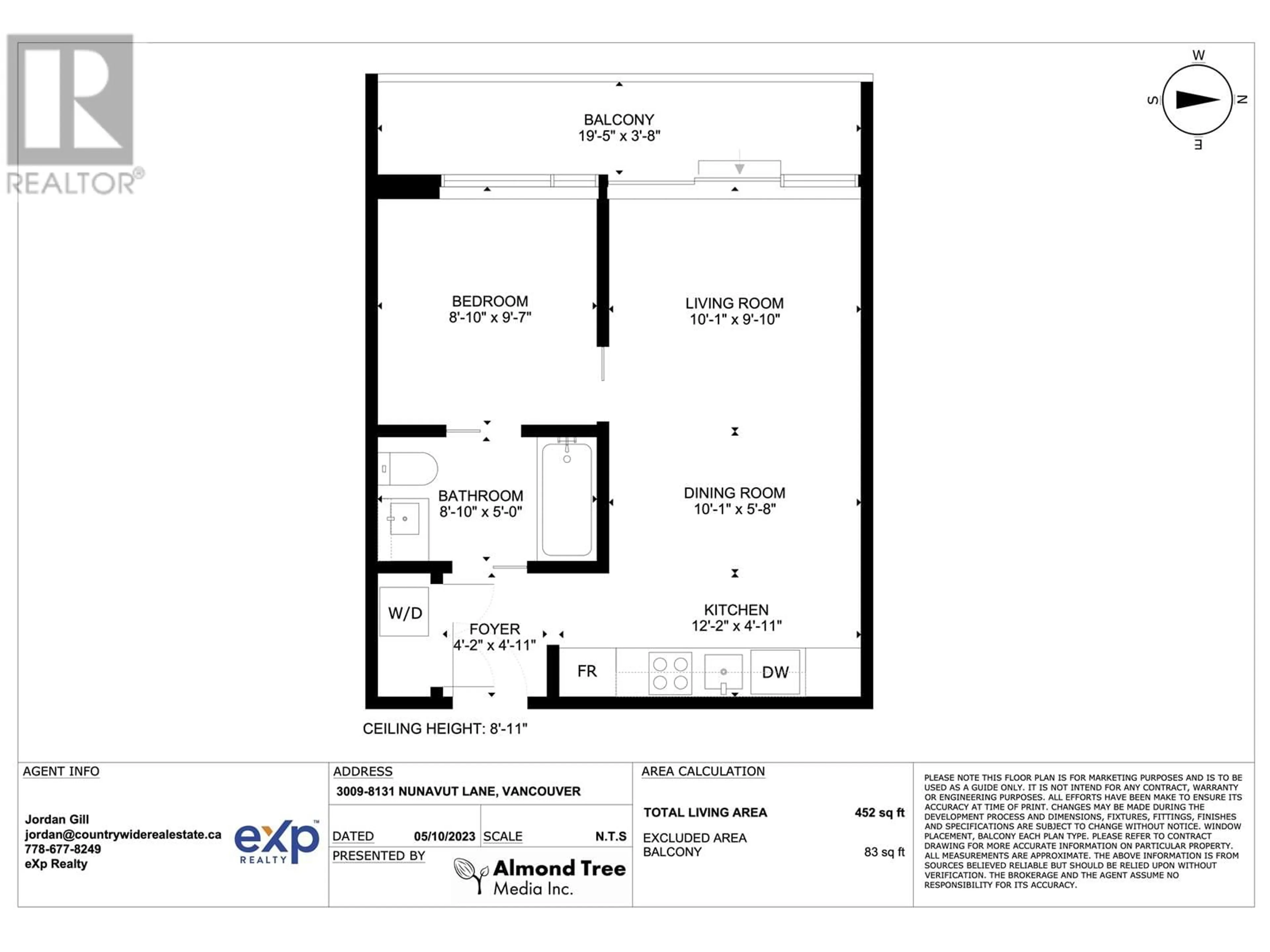 Floor plan for 3009 8131 NUNAVUT LANE, Vancouver British Columbia V5X0E2