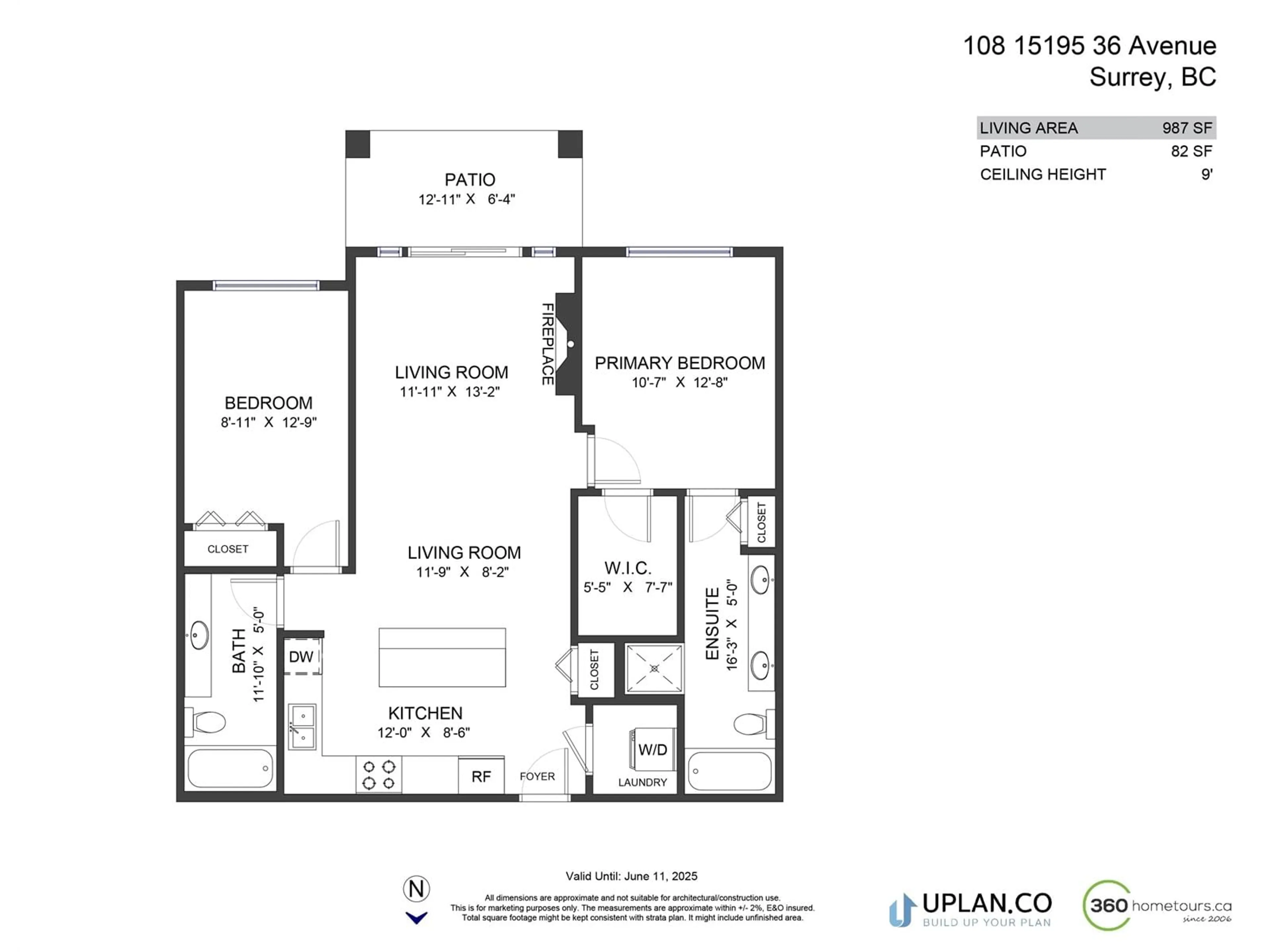 Floor plan for 108 15195 36 AVENUE, Surrey British Columbia V3Z4R3