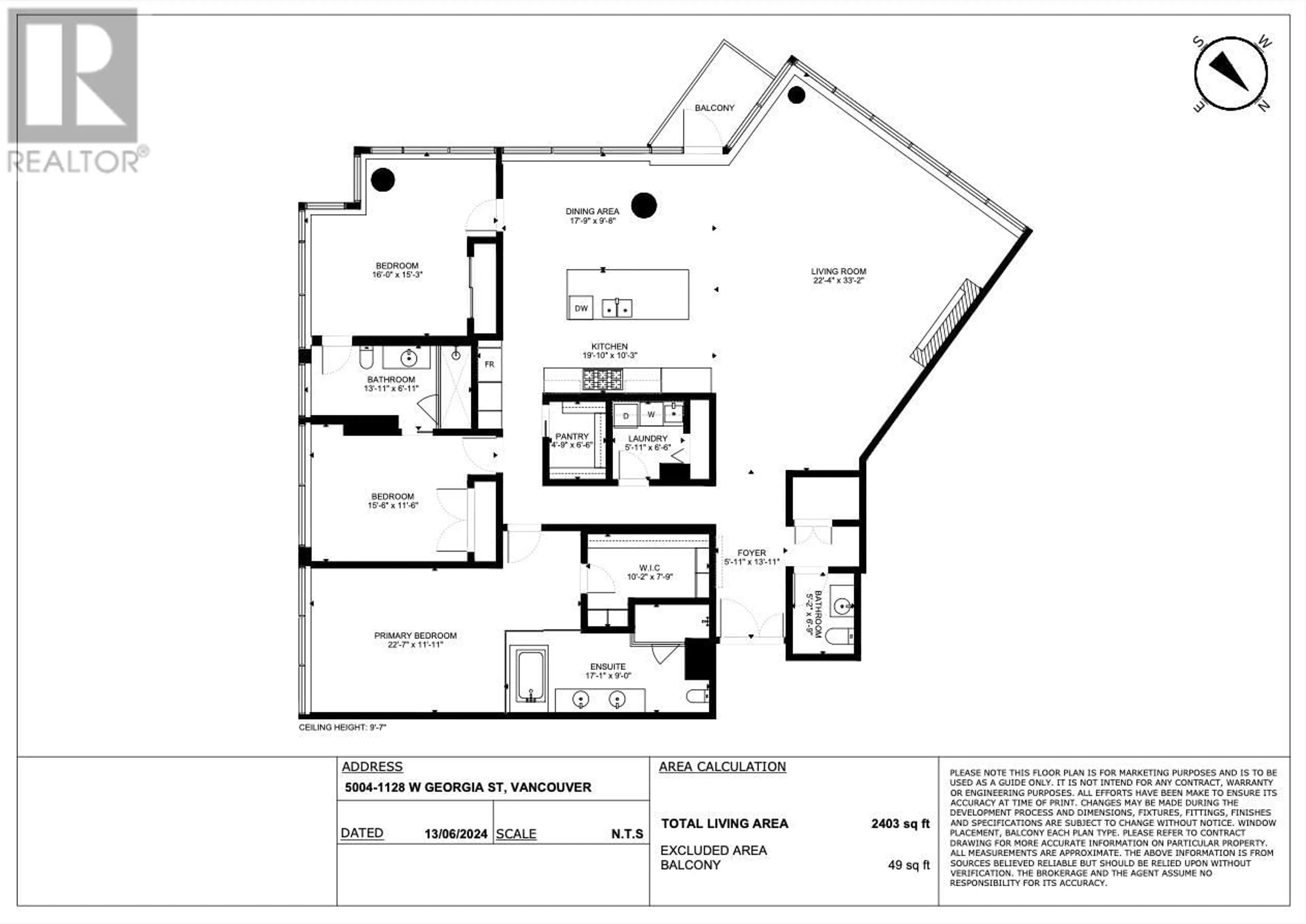 Floor plan for 5004 1128 W GEORGIA STREET, Vancouver British Columbia V6E0A8