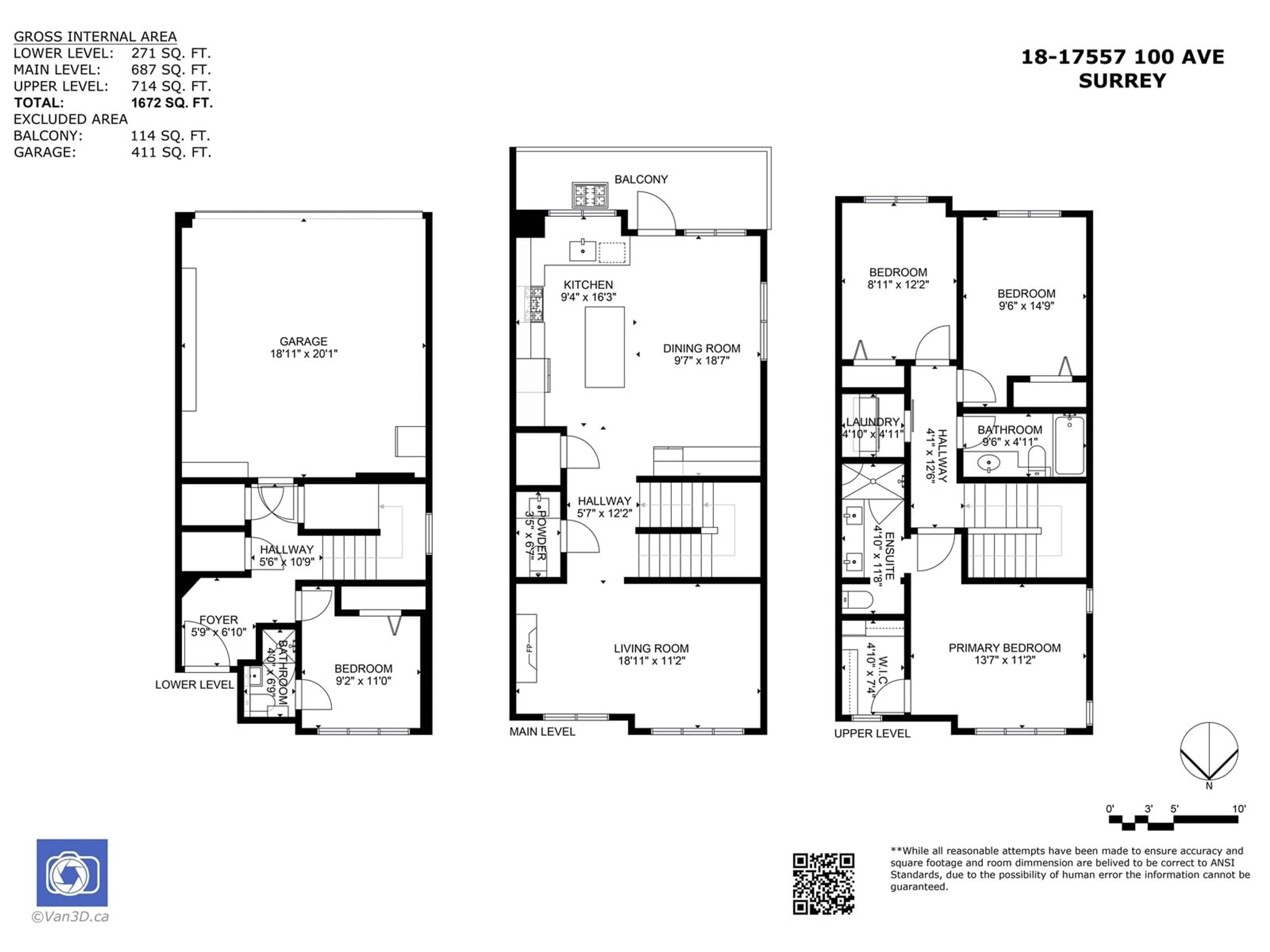 Floor plan for 18 17557 100 AVENUE, Surrey British Columbia V4N6V5