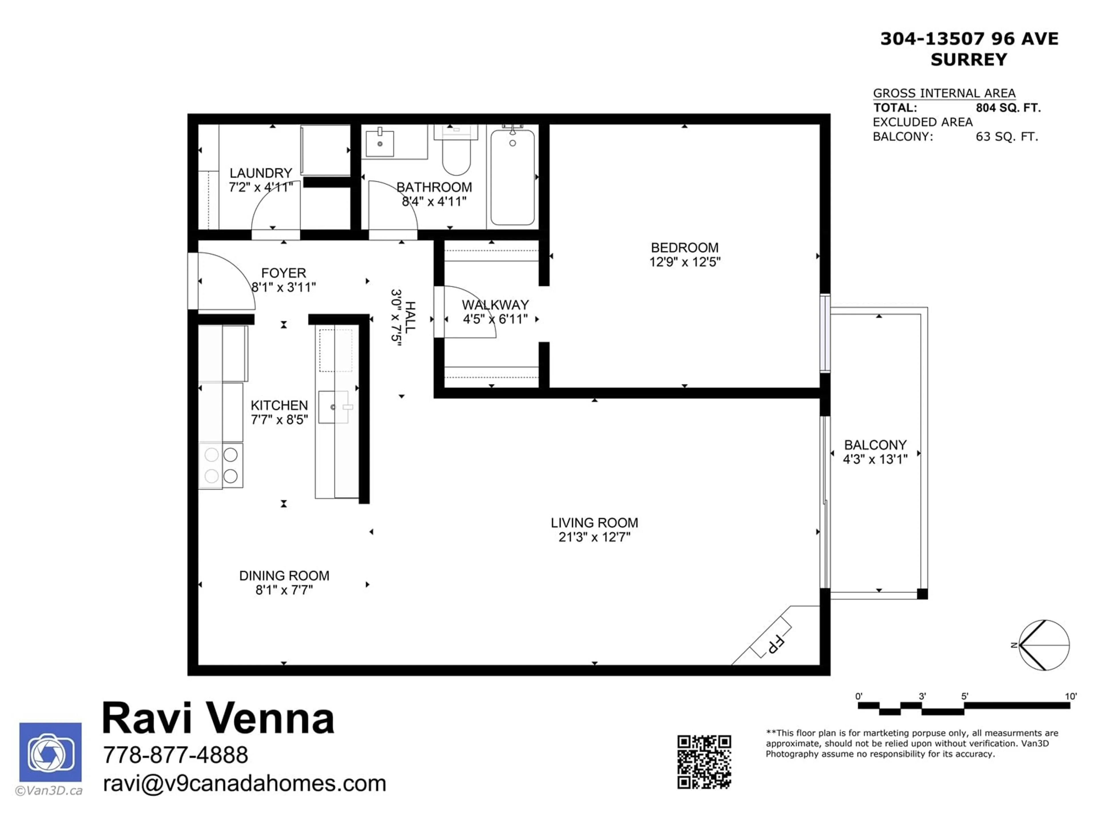 Floor plan for 304 13507 96 AVENUE, Surrey British Columbia V3V7P3
