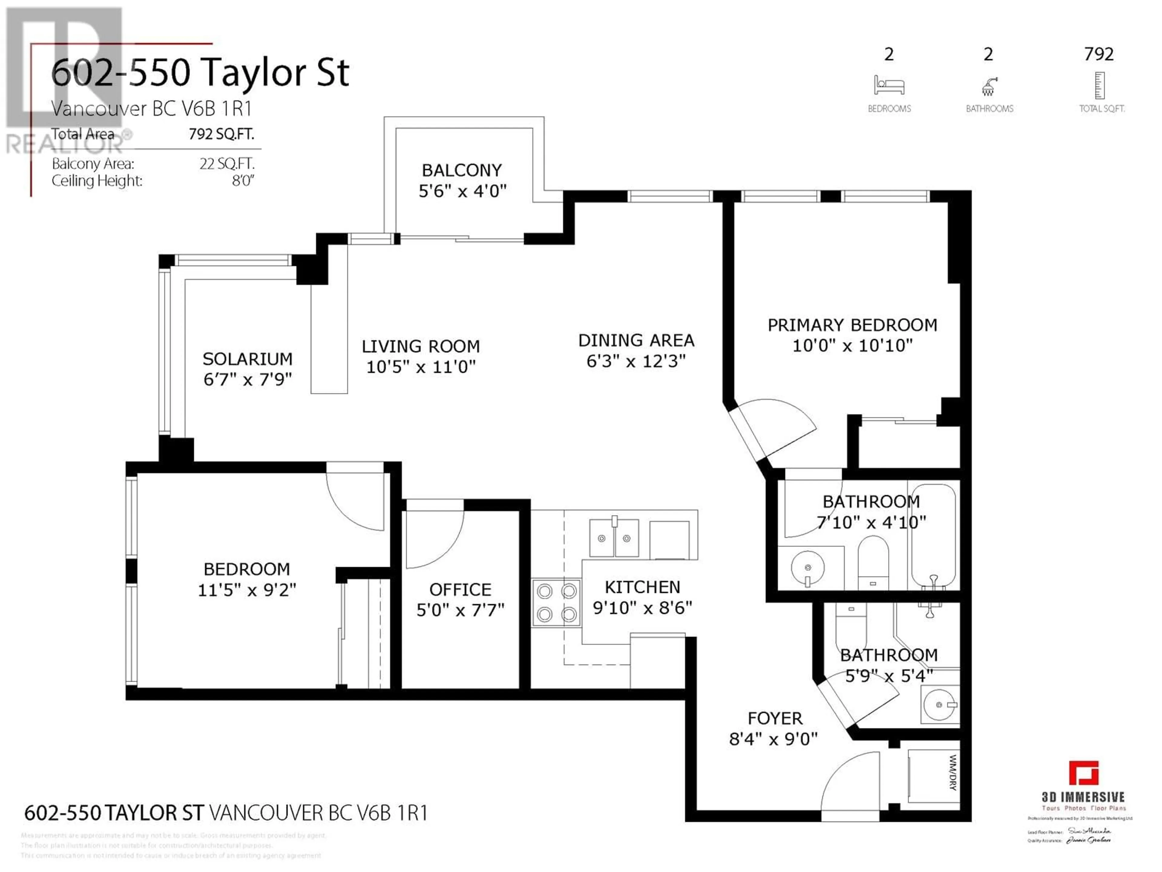 Floor plan for 602 550 TAYLOR STREET, Vancouver British Columbia V6B1R1