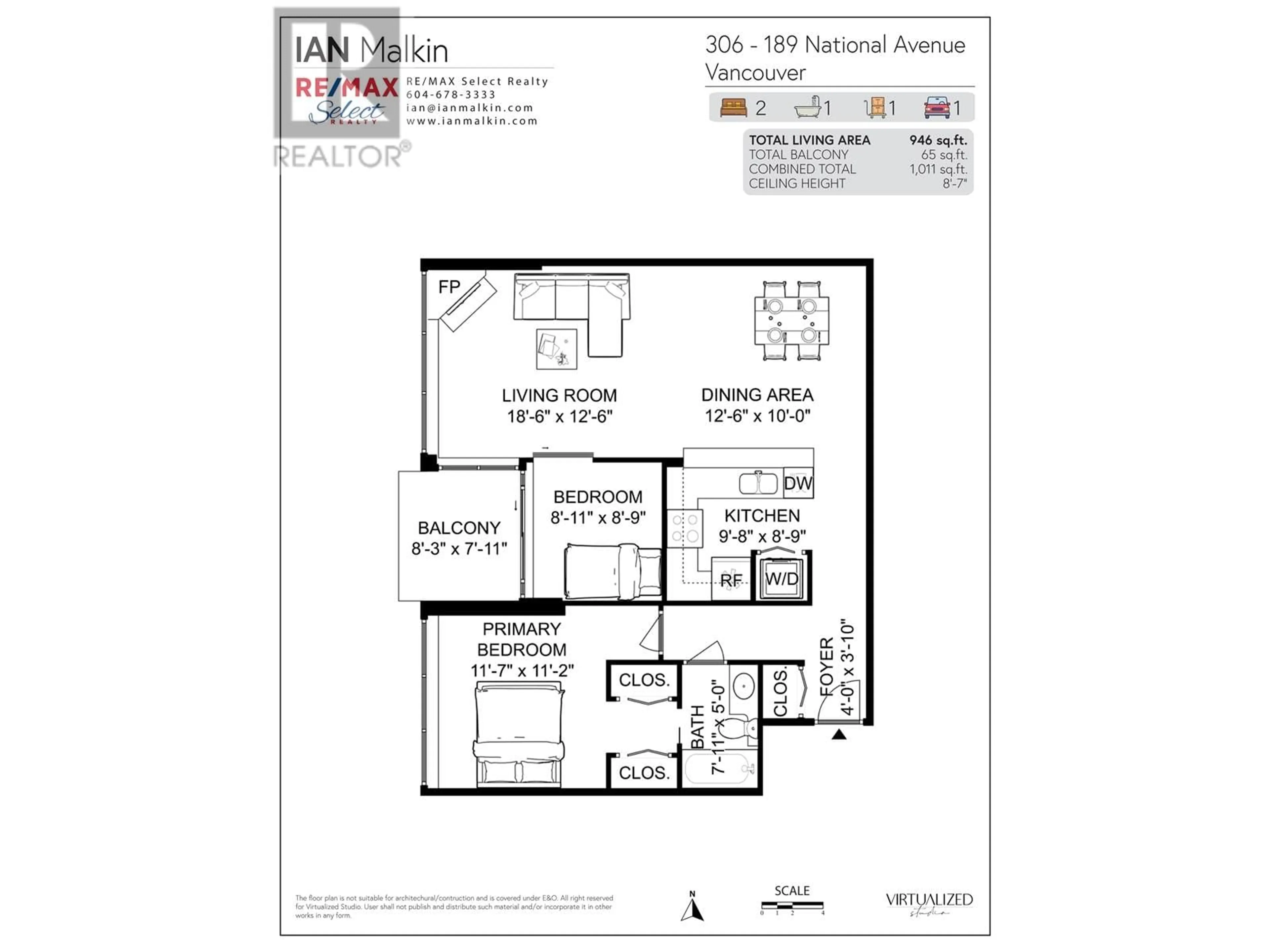 Floor plan for 306 189 NATIONAL AVENUE, Vancouver British Columbia V6A4L8