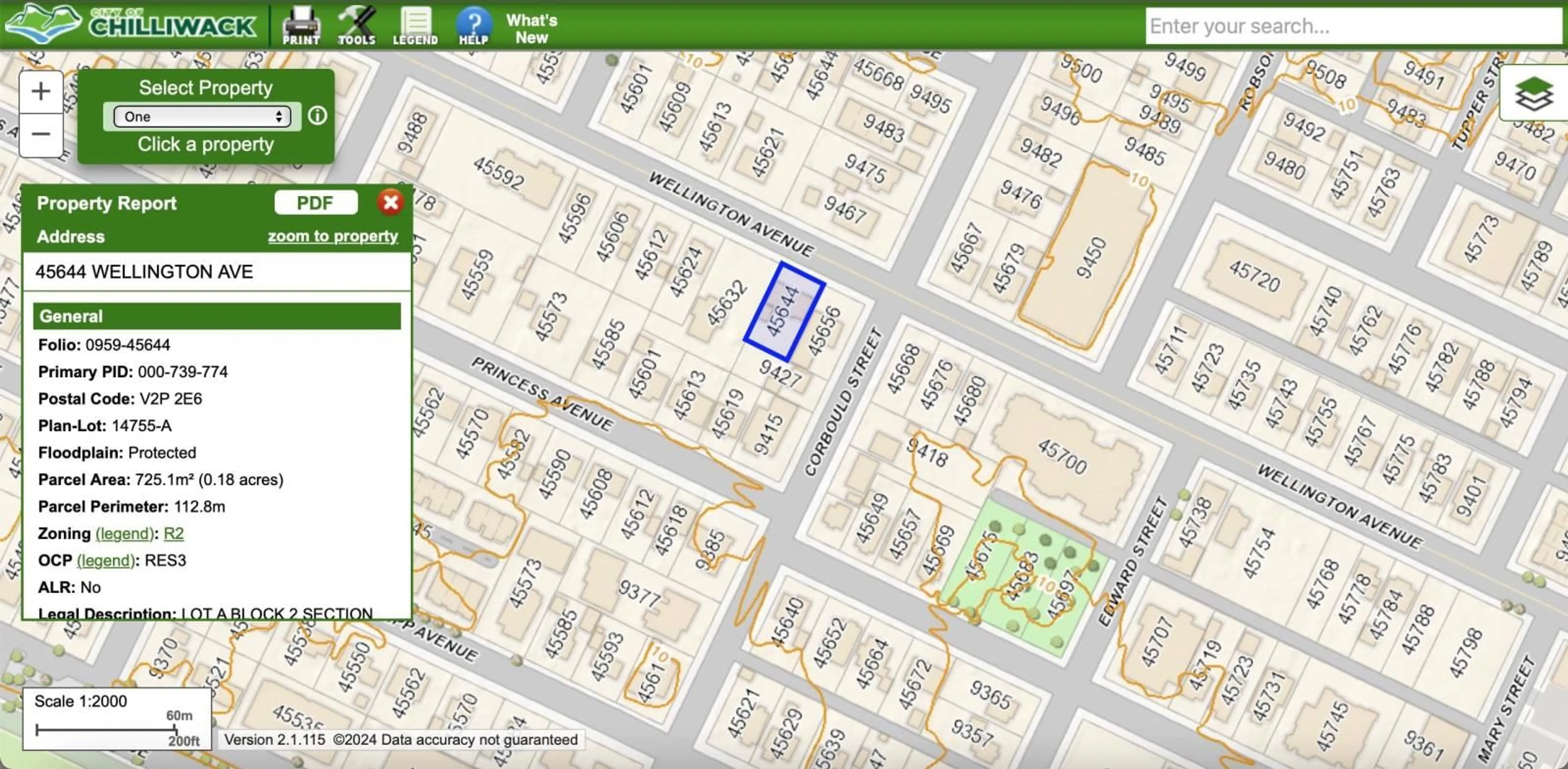 Picture of a map for 45644 WELLINGTON AVENUE, Chilliwack British Columbia V2P2E6