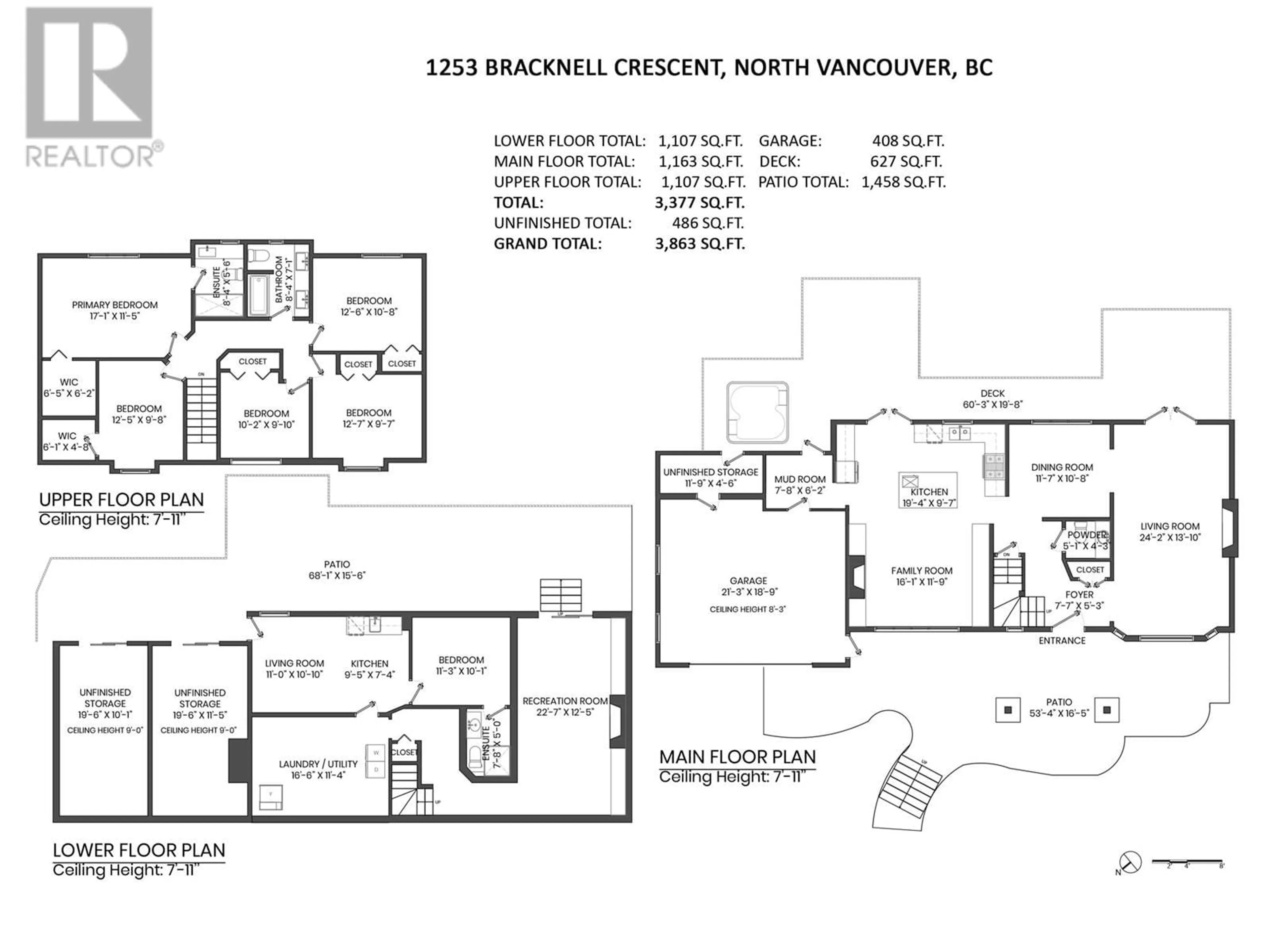 Floor plan for 1253 BRACKNELL CRESCENT, North Vancouver British Columbia V7R1V4