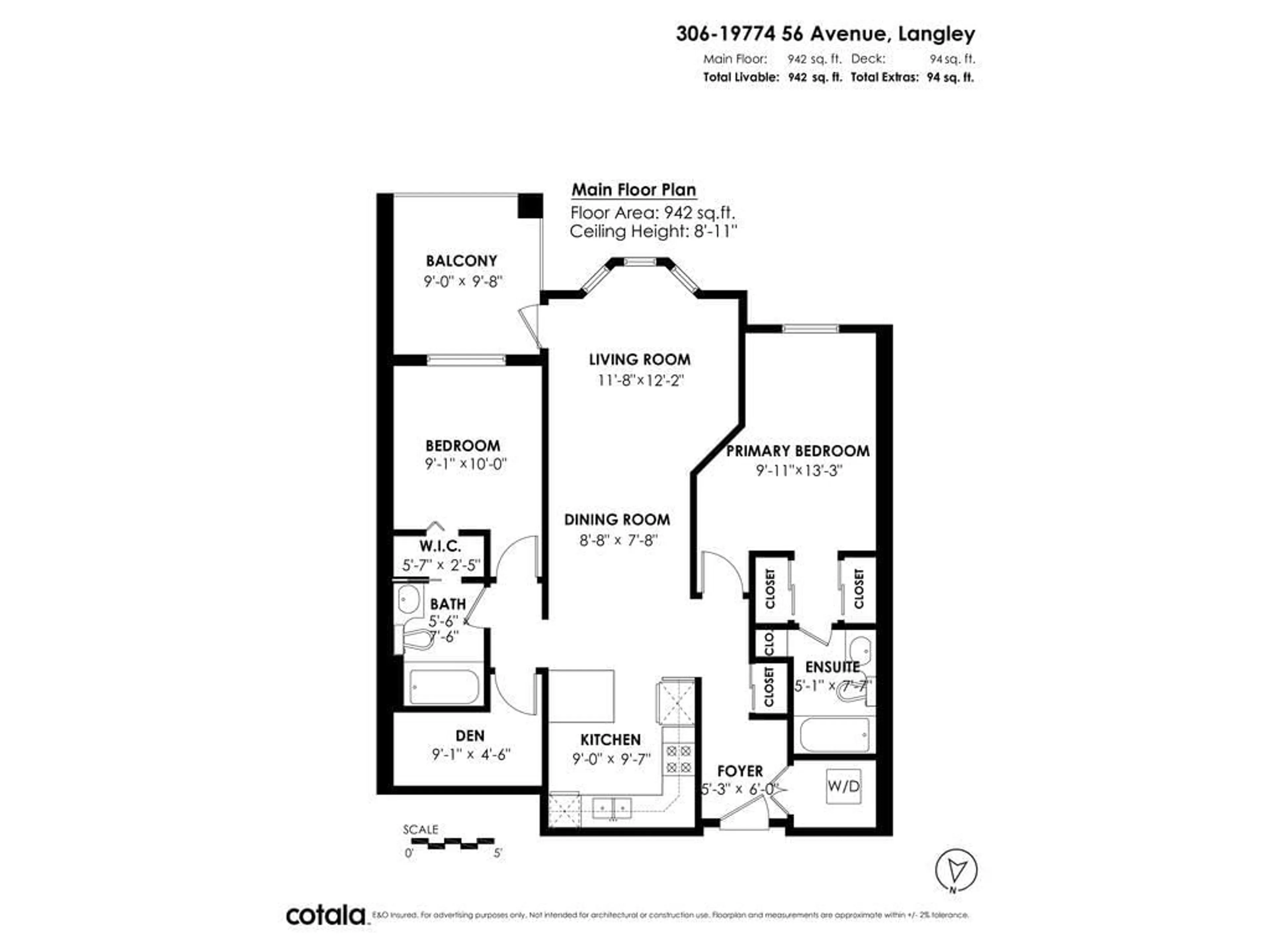 Floor plan for 306 19774 56TH AVENUE, Langley British Columbia V3A3X6