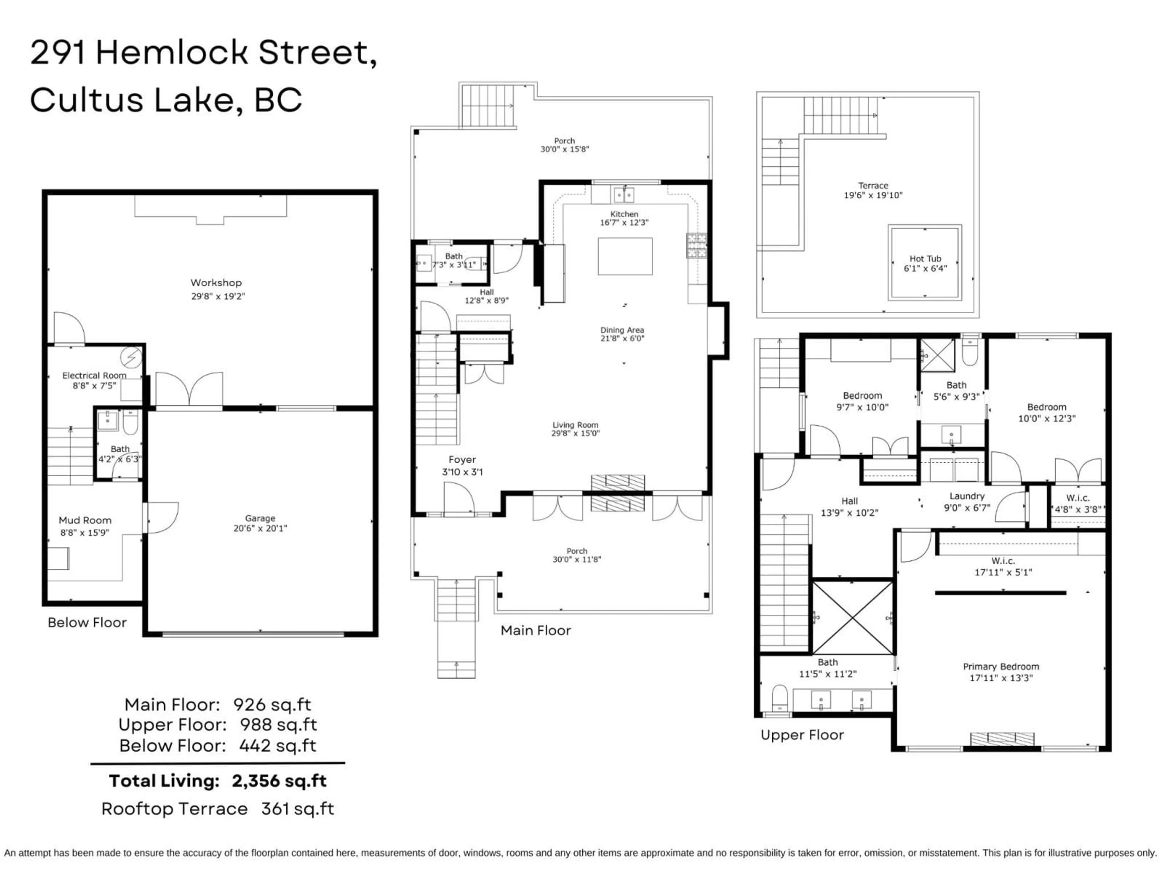 Floor plan for 291 HEMLOCK STREET, Cultus Lake British Columbia V2R4Y7