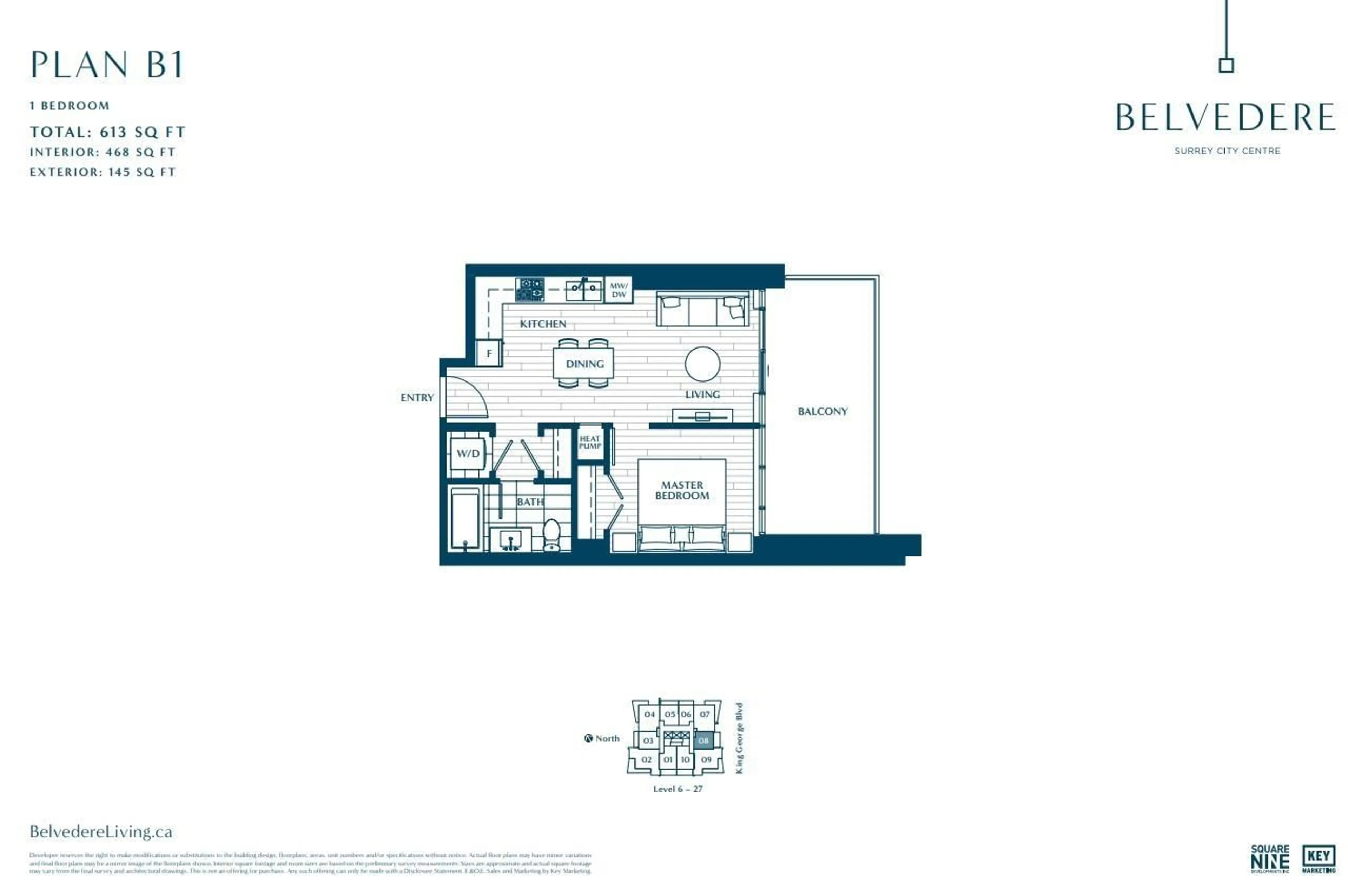 Floor plan for 2608 9675 KING GEORGE BOULEVARD, Surrey British Columbia V3T2V3