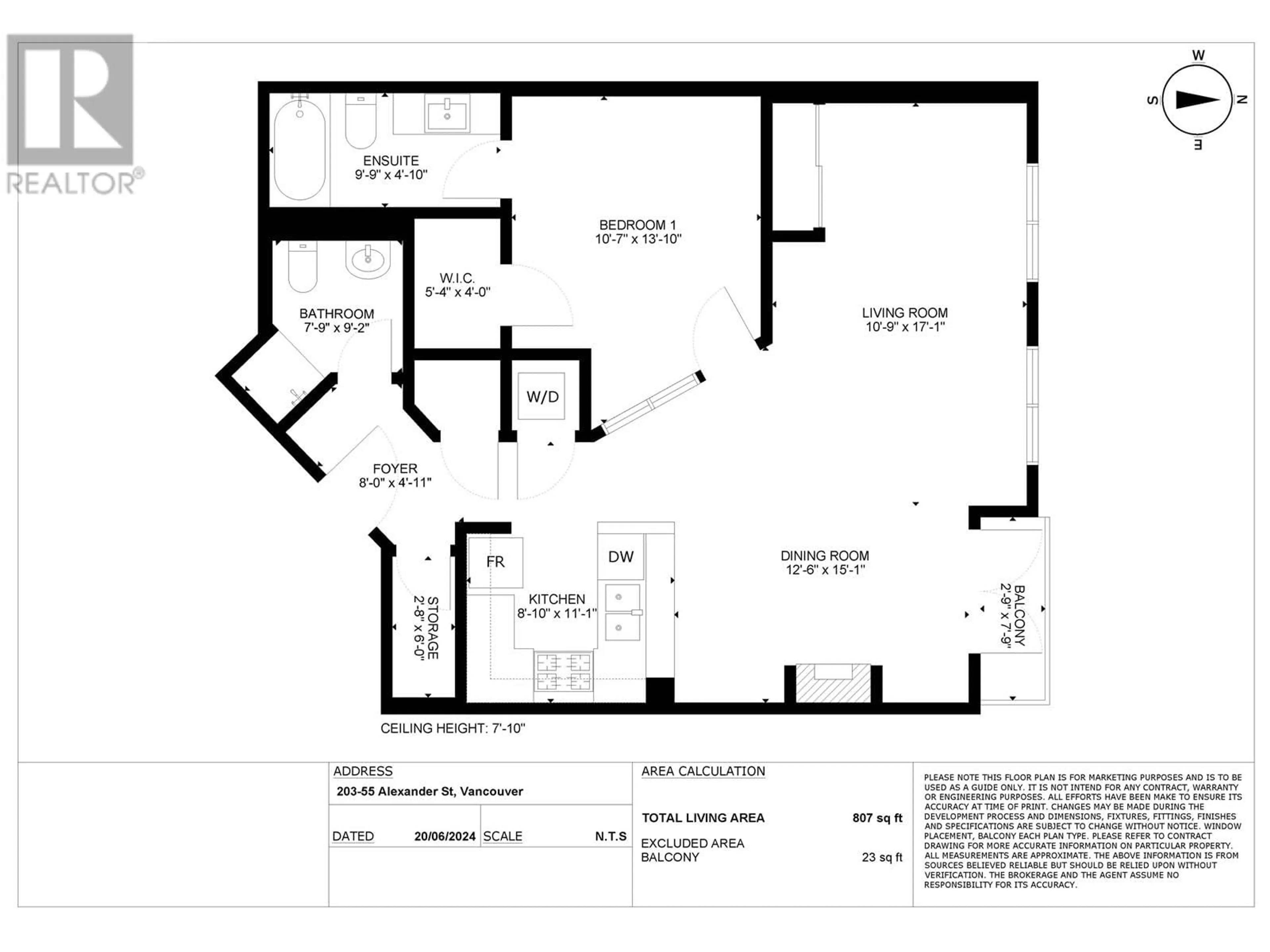 Floor plan for 203 55 ALEXANDER STREET, Vancouver British Columbia V6A1B2