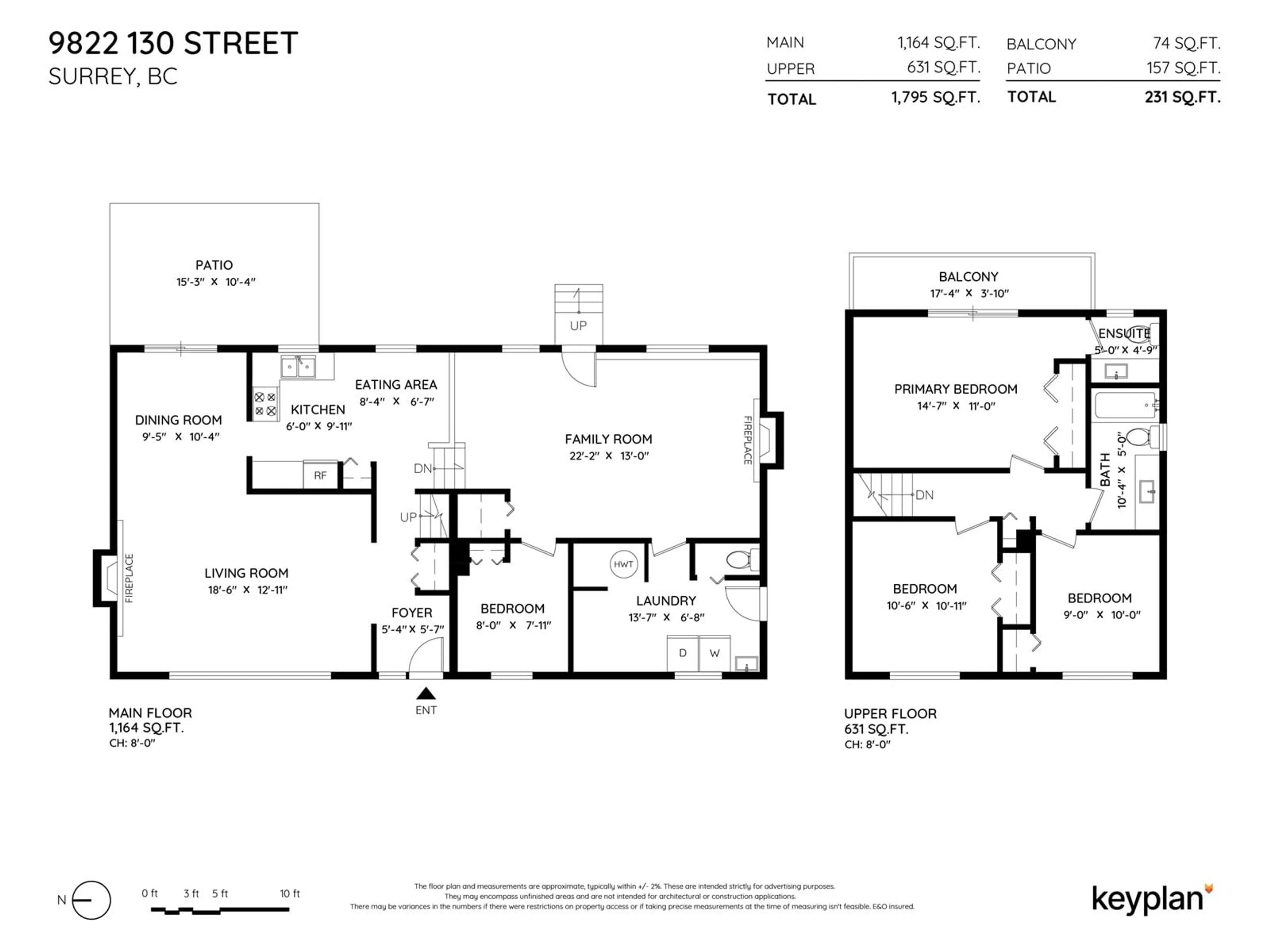 Floor plan for 9822 130 STREET, Surrey British Columbia V3T3L3