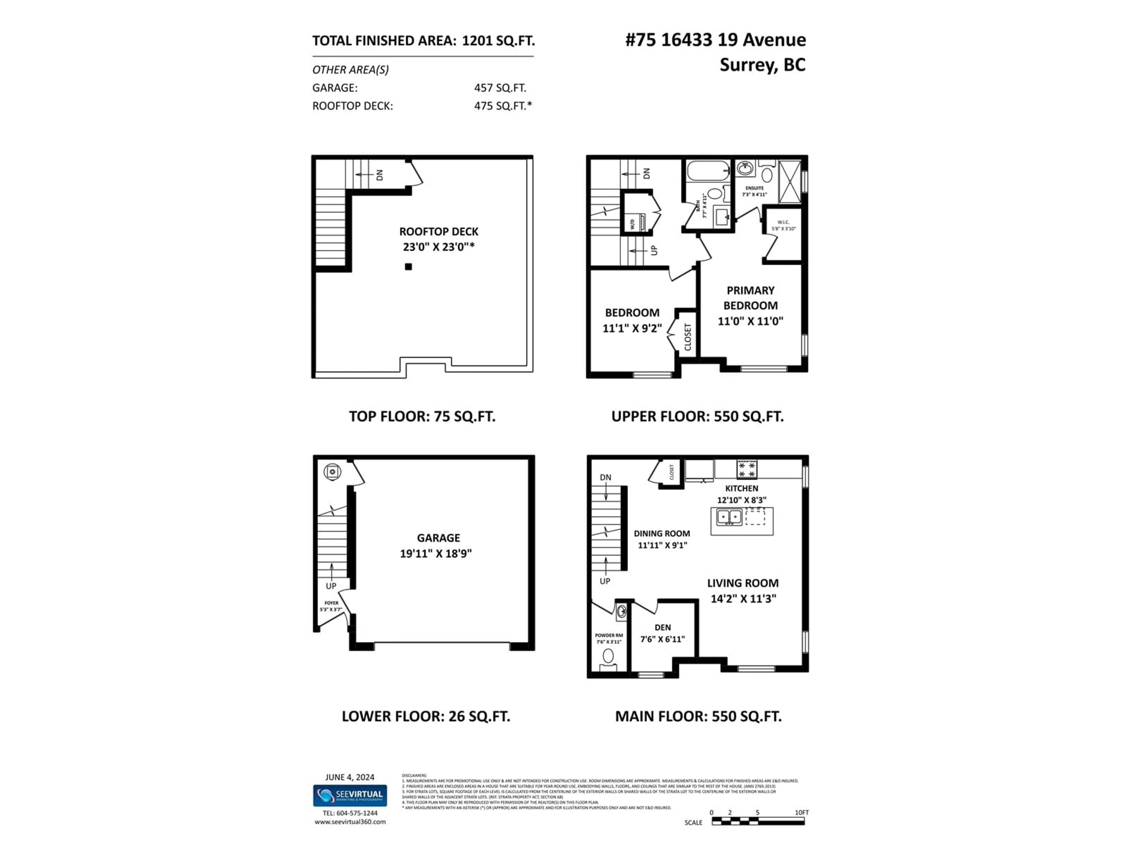 Floor plan for 75 16433 19 AVENUE, Surrey British Columbia V4A9M5