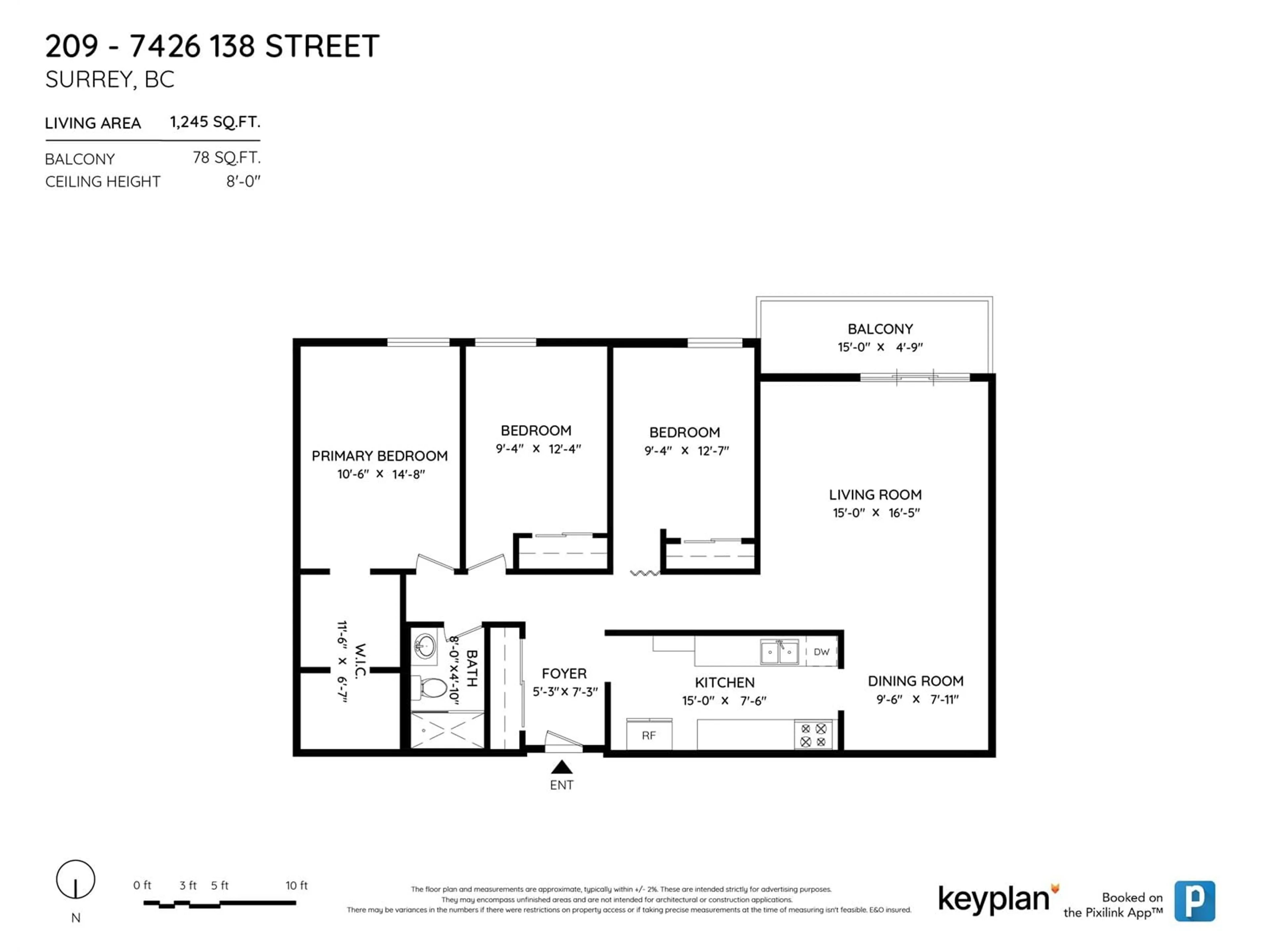 Floor plan for 209 7426 138 STREET, Surrey British Columbia V3W6G4