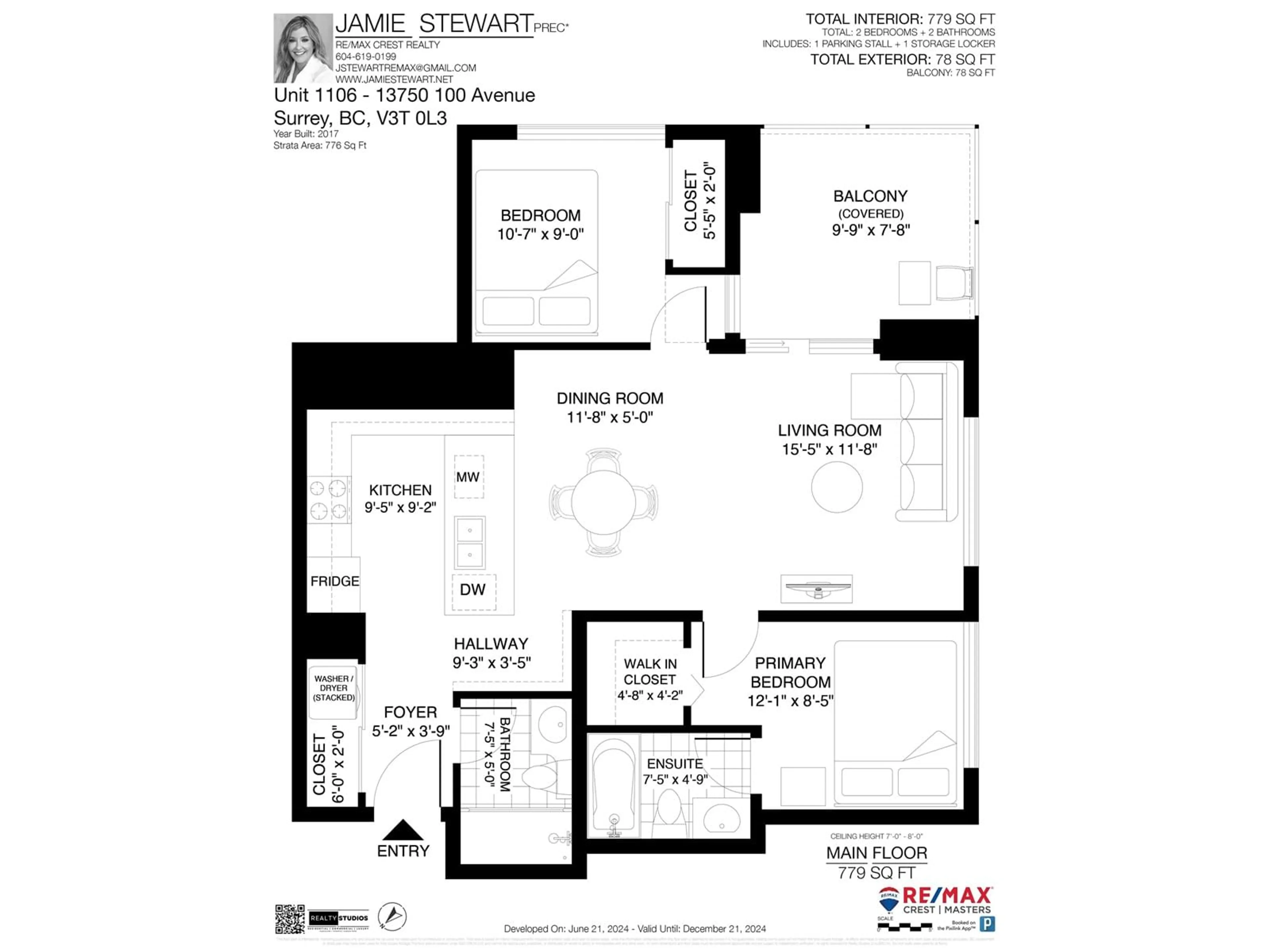 Floor plan for 1006 13750 100 AVENUE, Surrey British Columbia V3T0L3