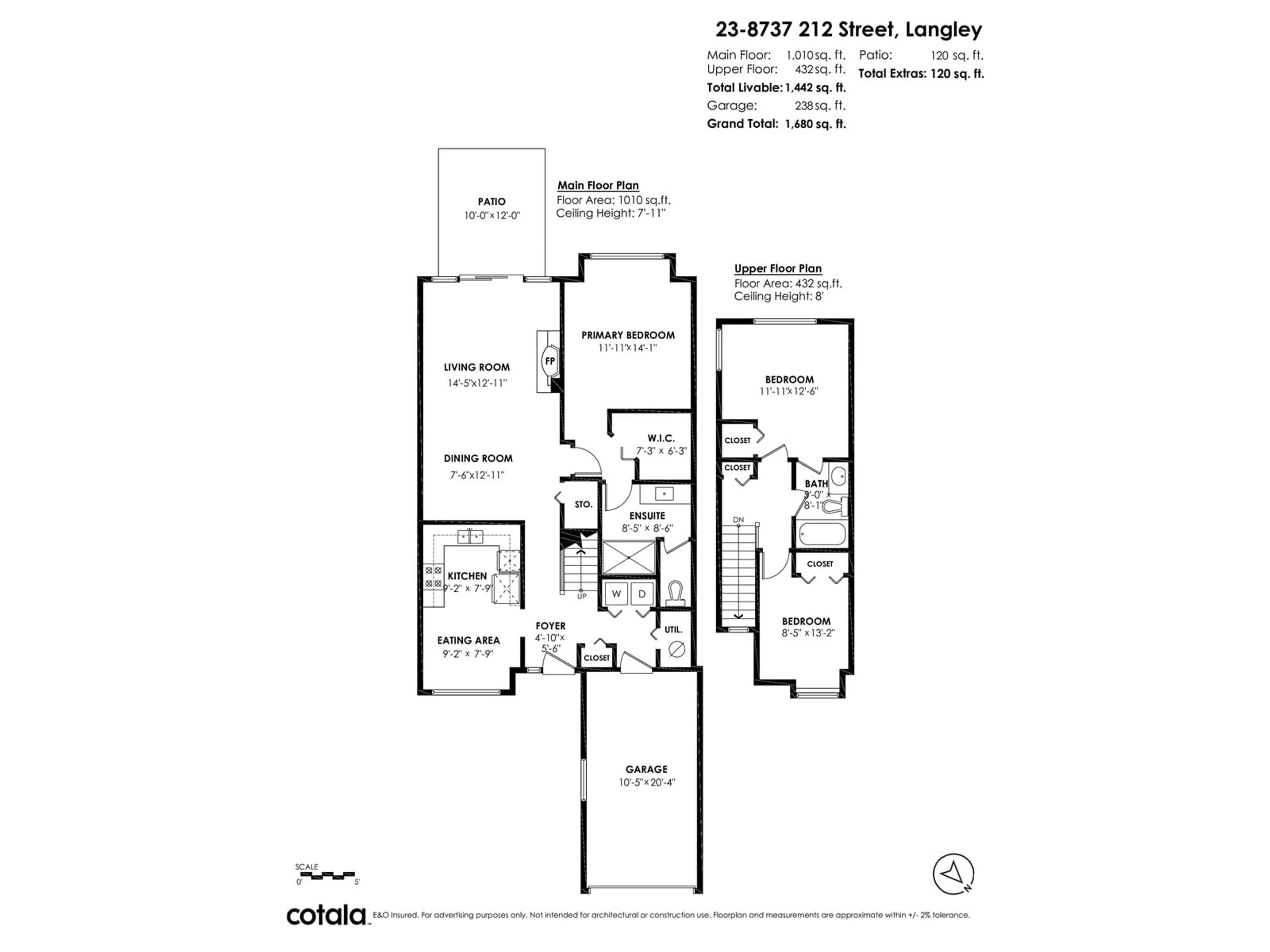 Floor plan for 23 8737 212 STREET, Langley British Columbia V1M2C8