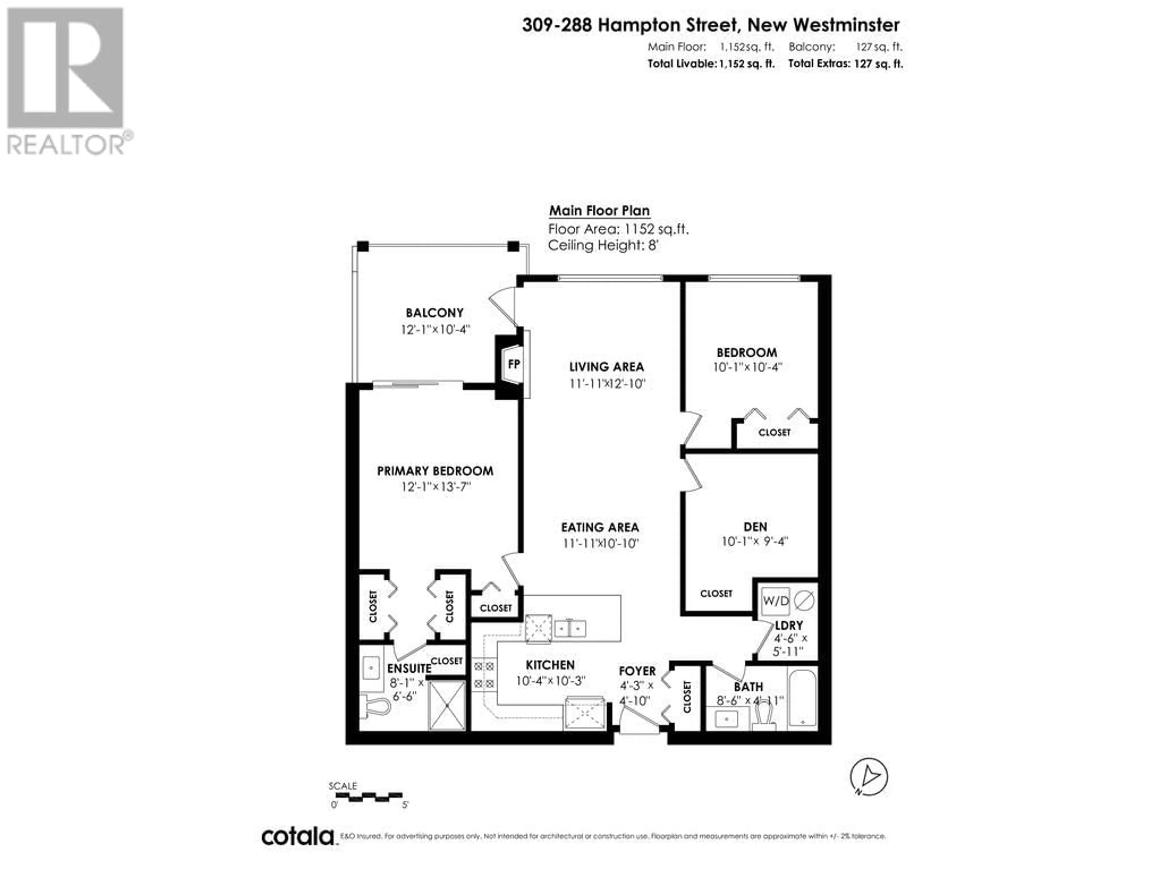 Floor plan for 309 288 HAMPTON STREET, New Westminster British Columbia V3M5L9