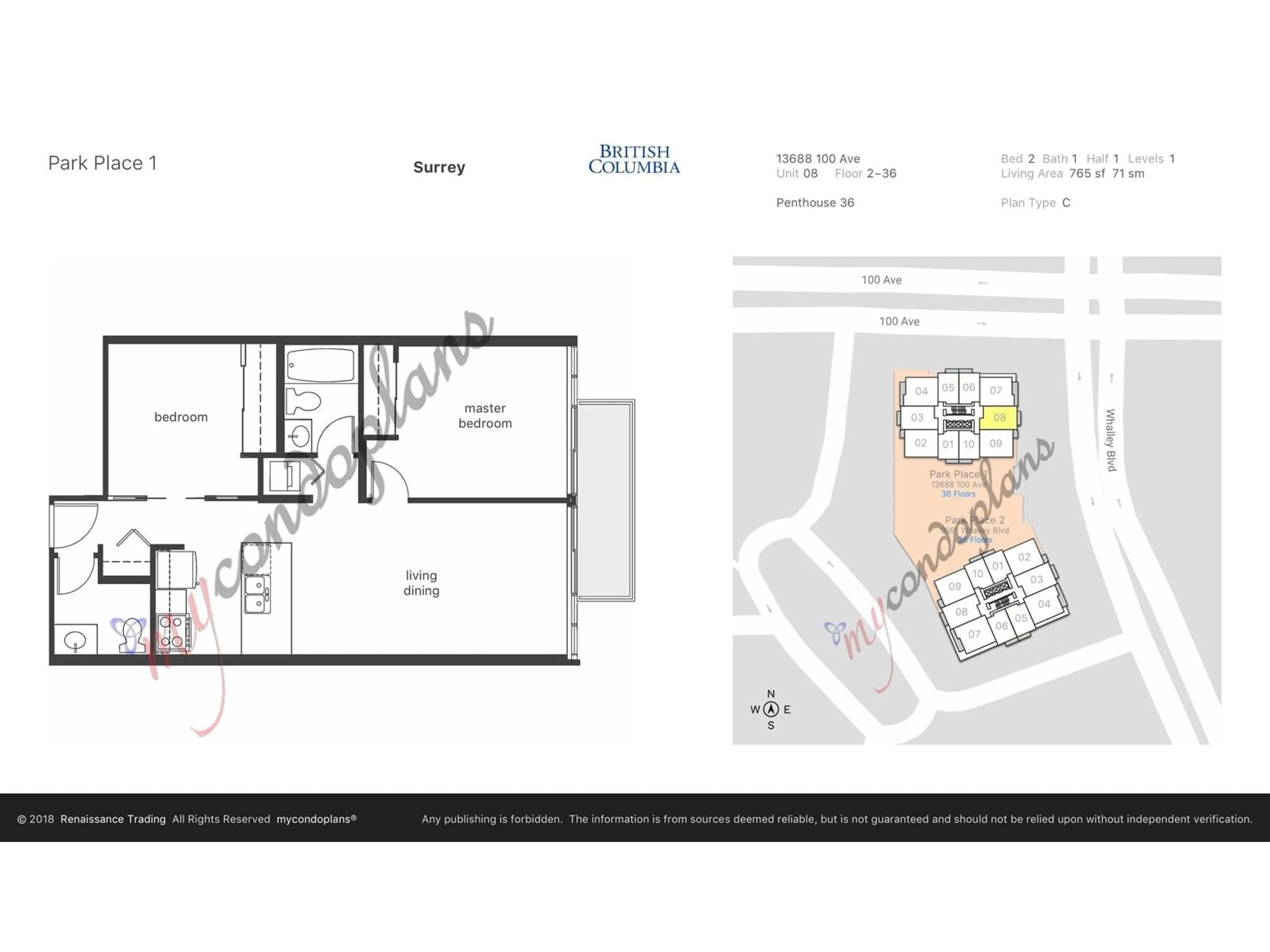 Floor plan for 308 13688 100 AVENUE, Surrey British Columbia V3T0G5