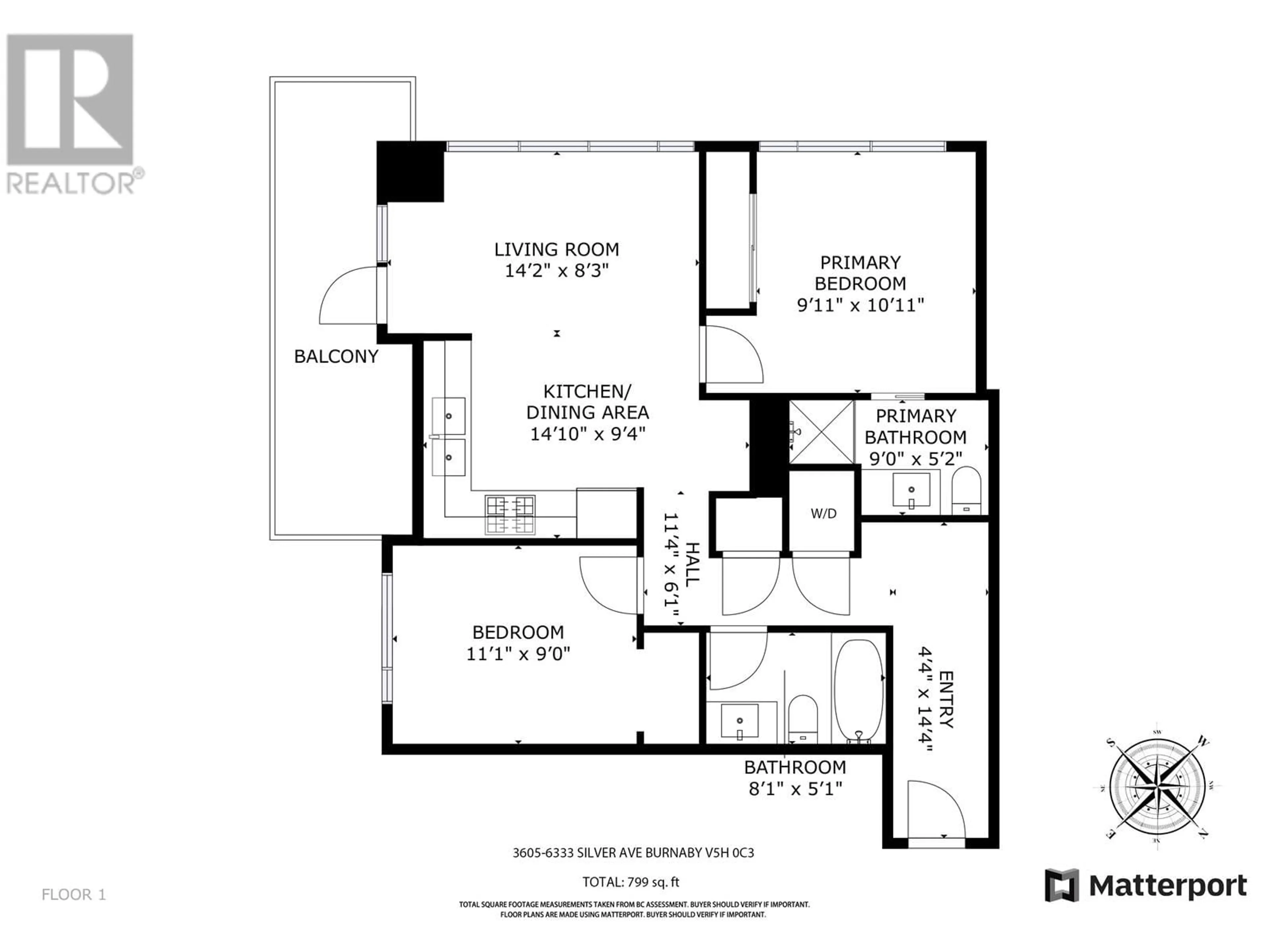 Floor plan for 3605 6333 SILVER AVENUE, Burnaby British Columbia V5H0C3