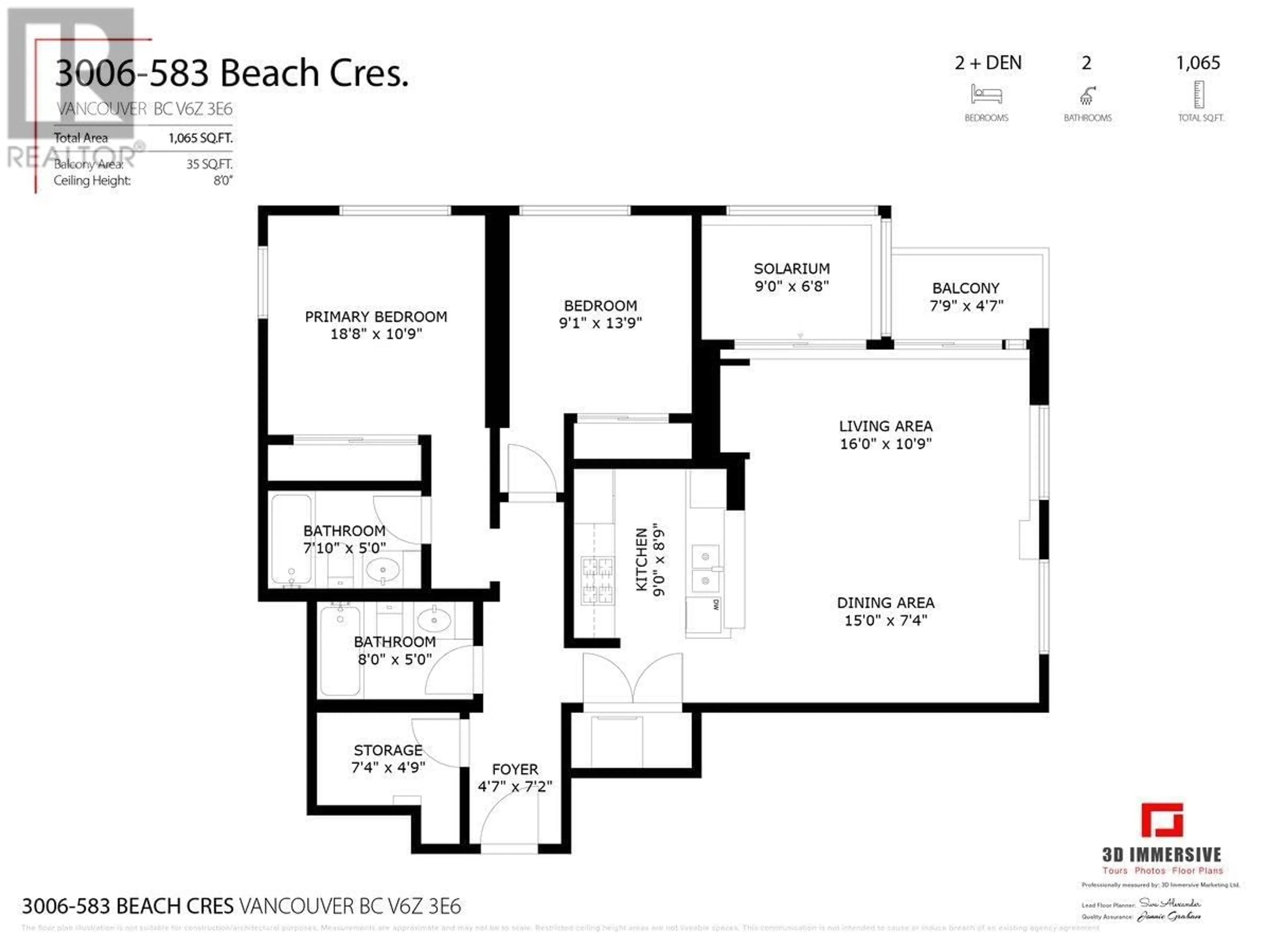 Floor plan for 3006 583 BEACH CRESCENT, Vancouver British Columbia V6Z3E6