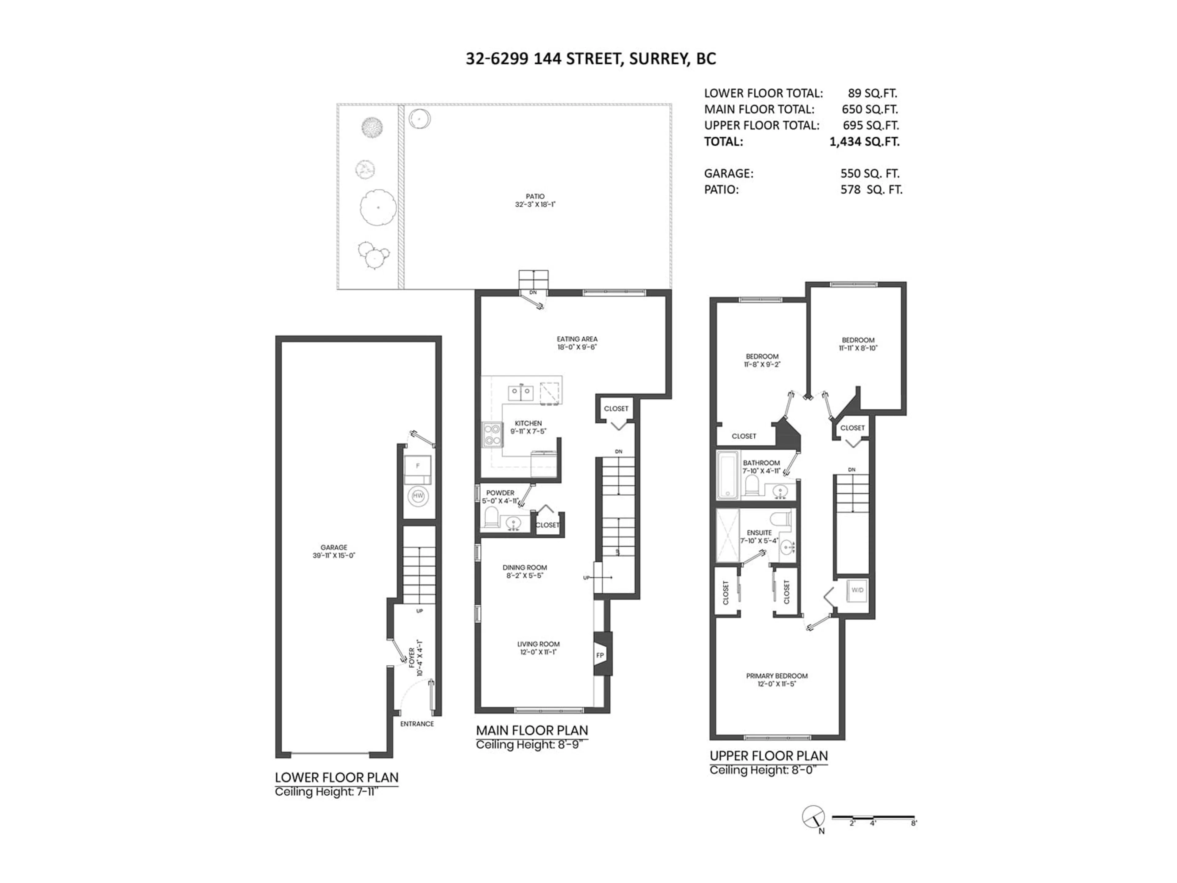 Floor plan for 32 6299 144 STREET, Surrey British Columbia V3X1A2