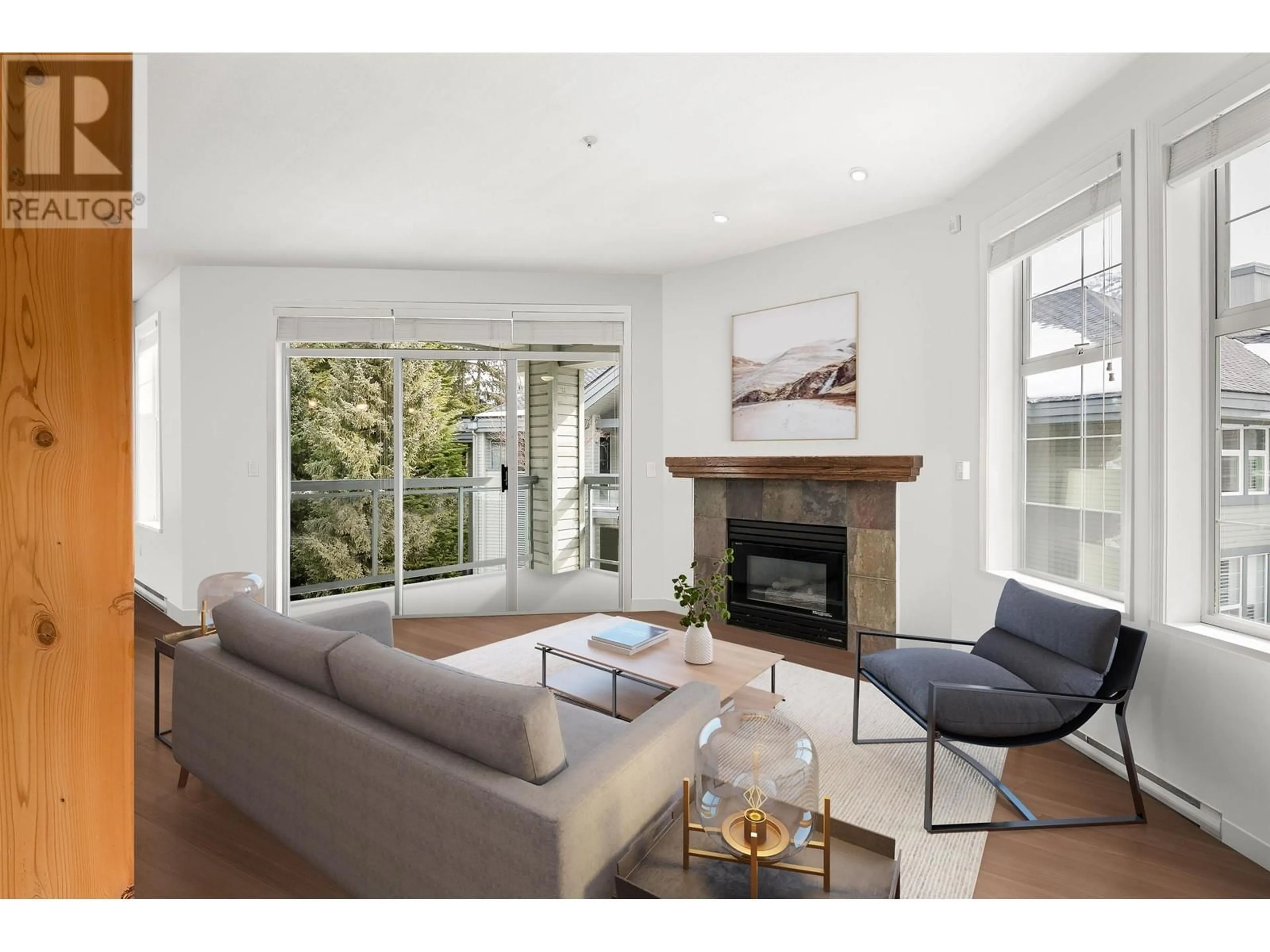 Living room, wood floors for 404 3201 BLUEBERRY DRIVE, Whistler British Columbia V8E0T4