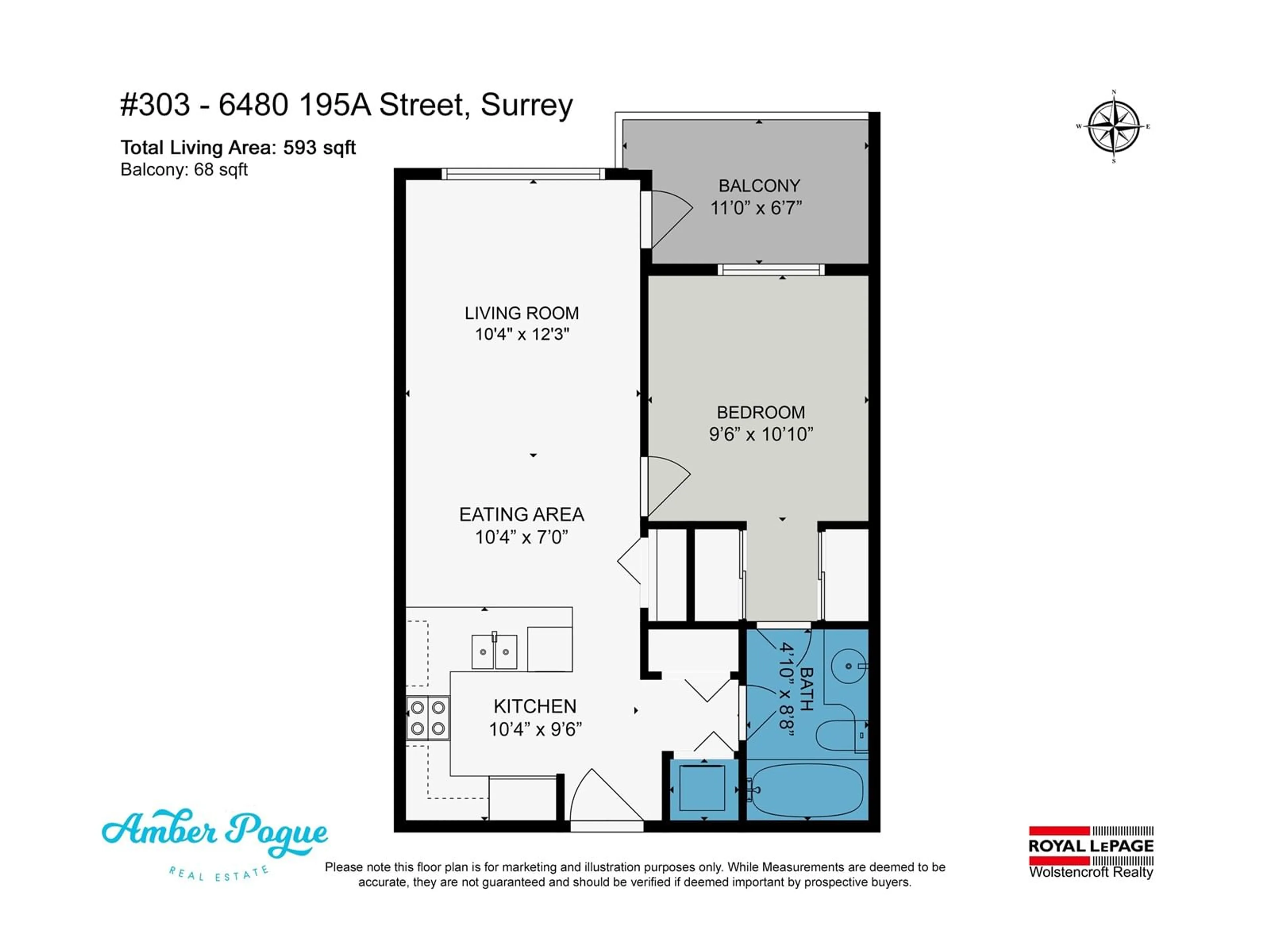 Floor plan for 303 6480 195A STREET, Surrey British Columbia V4N6P1