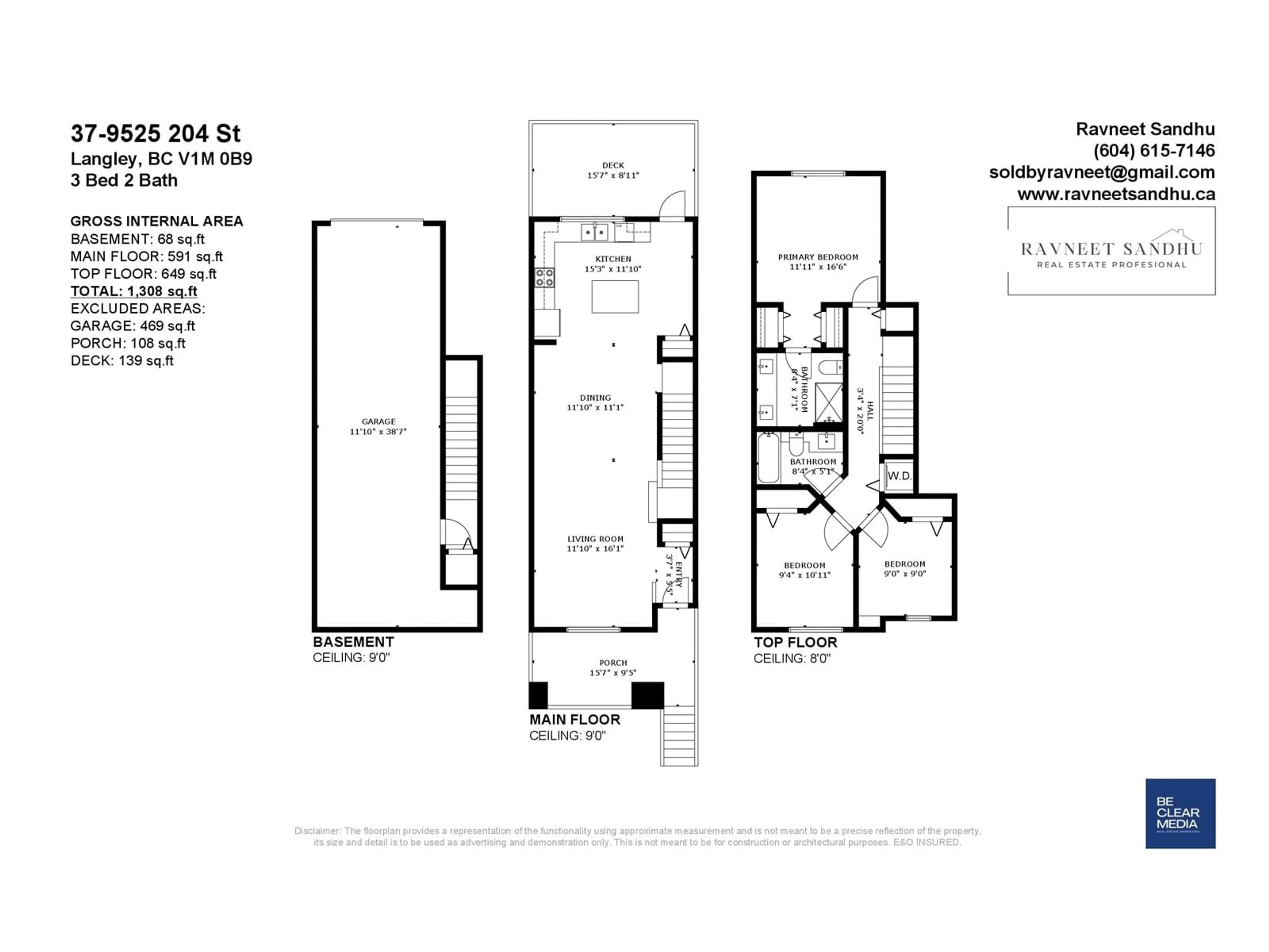 Floor plan for 37 9525 204 STREET, Langley British Columbia V1M0B9