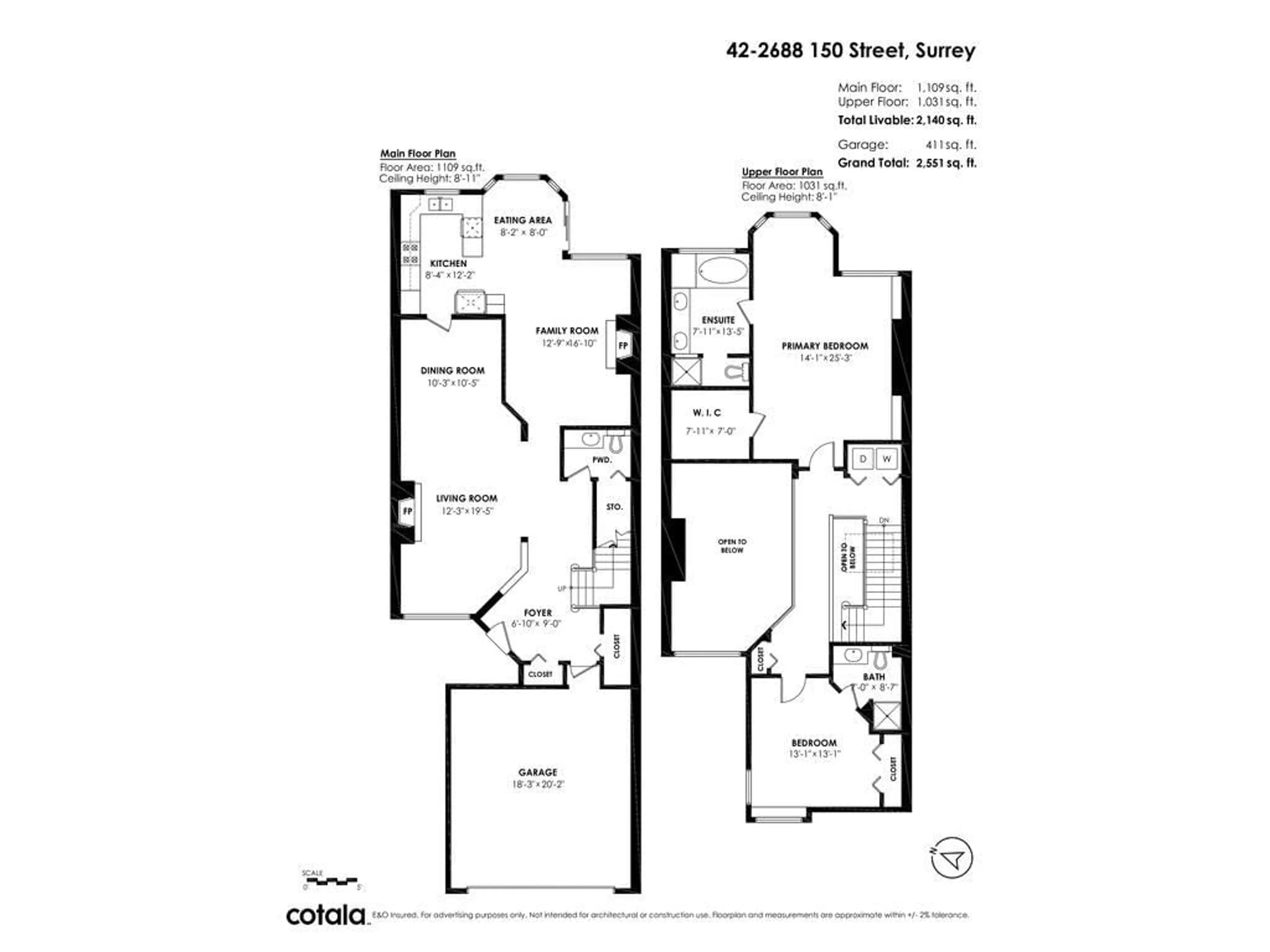 Floor plan for 42 2688 150 STREET, Surrey British Columbia V4P1P1